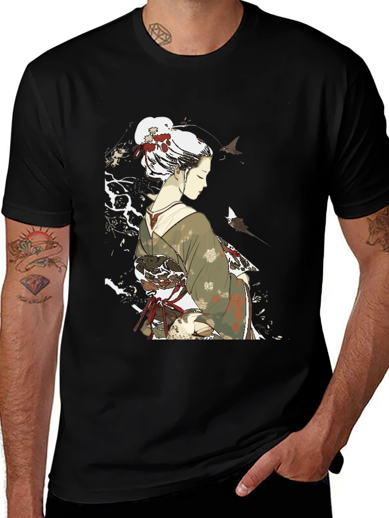 Variant 22 of Geisha Graphic Black T-Shirt - Stylish Japanese Art Tee