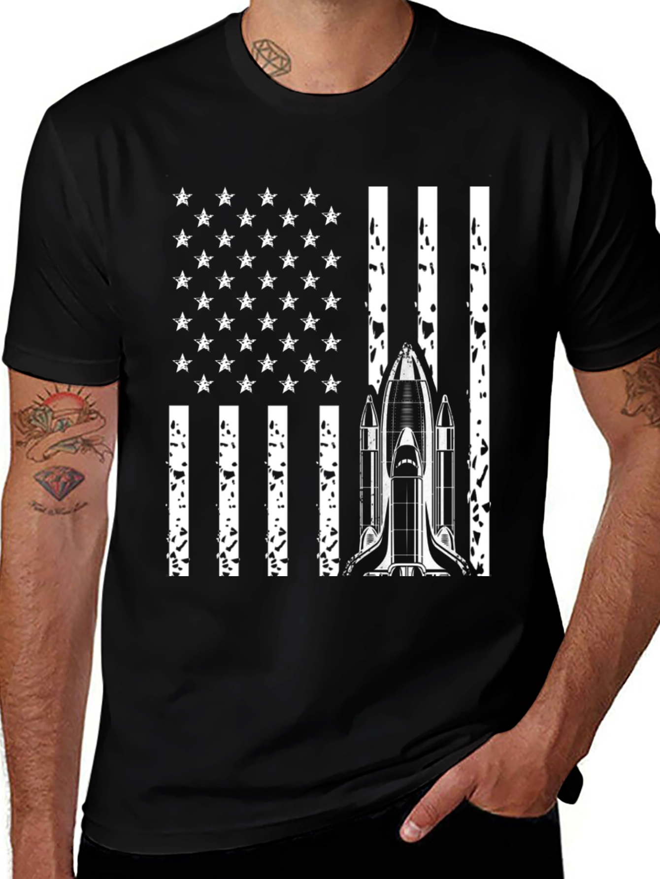 Variant 19 of American Flag Space Shuttle T-Shirt