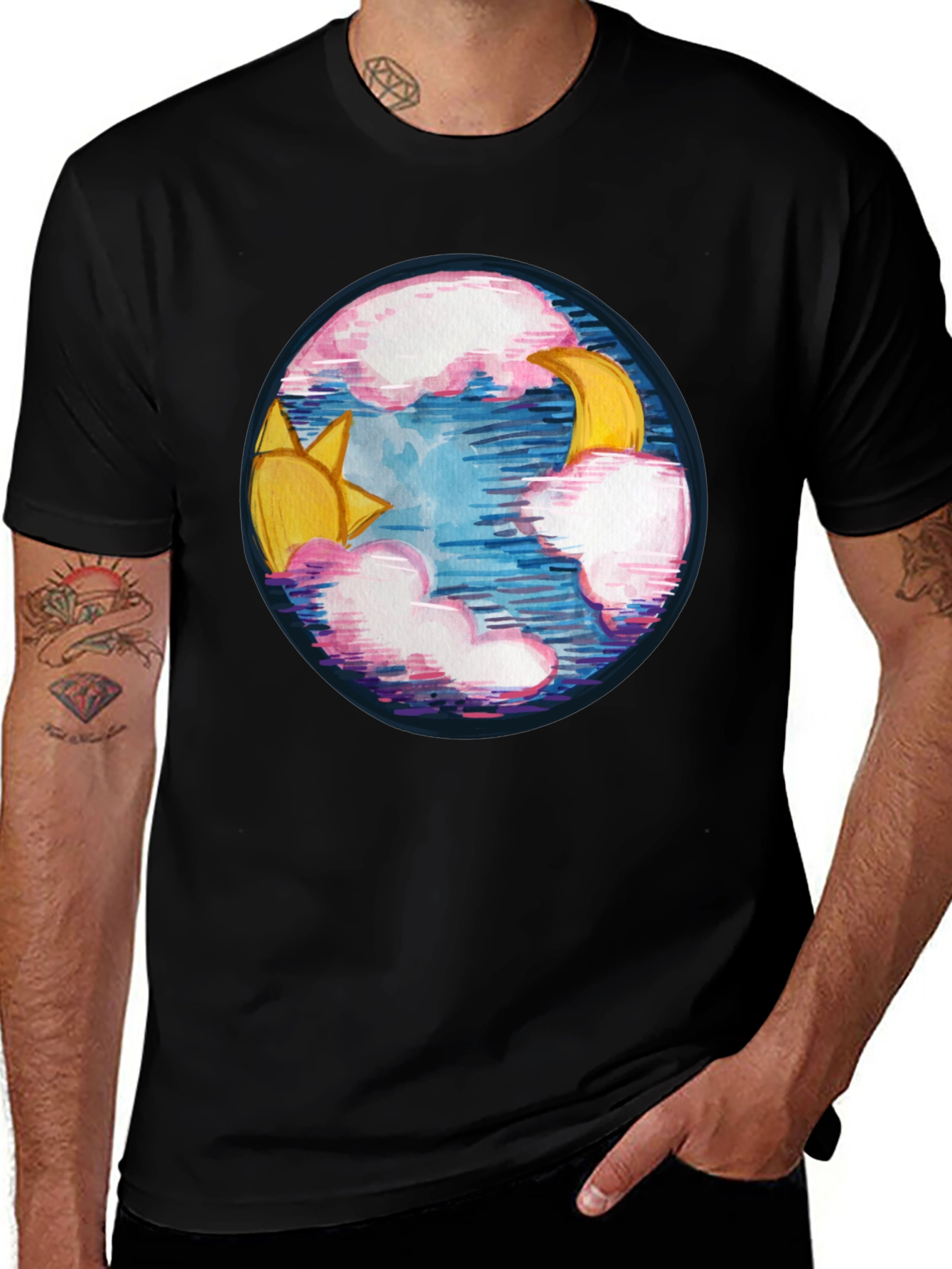 Variant 6 of Sun & Moon Graphic Tee - Celestial Design
