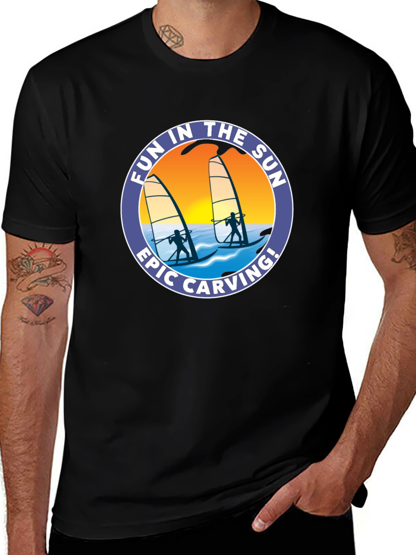 Variant 11 of Fun in the Sun Windsurfing Graphic T-Shirt