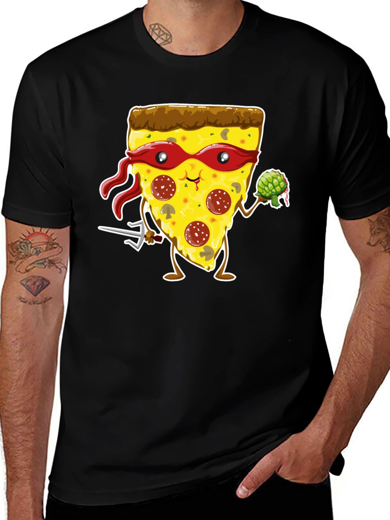 Variant 19 of Pizza Ninja T-Shirt - Funny Cartoon Food Tee
