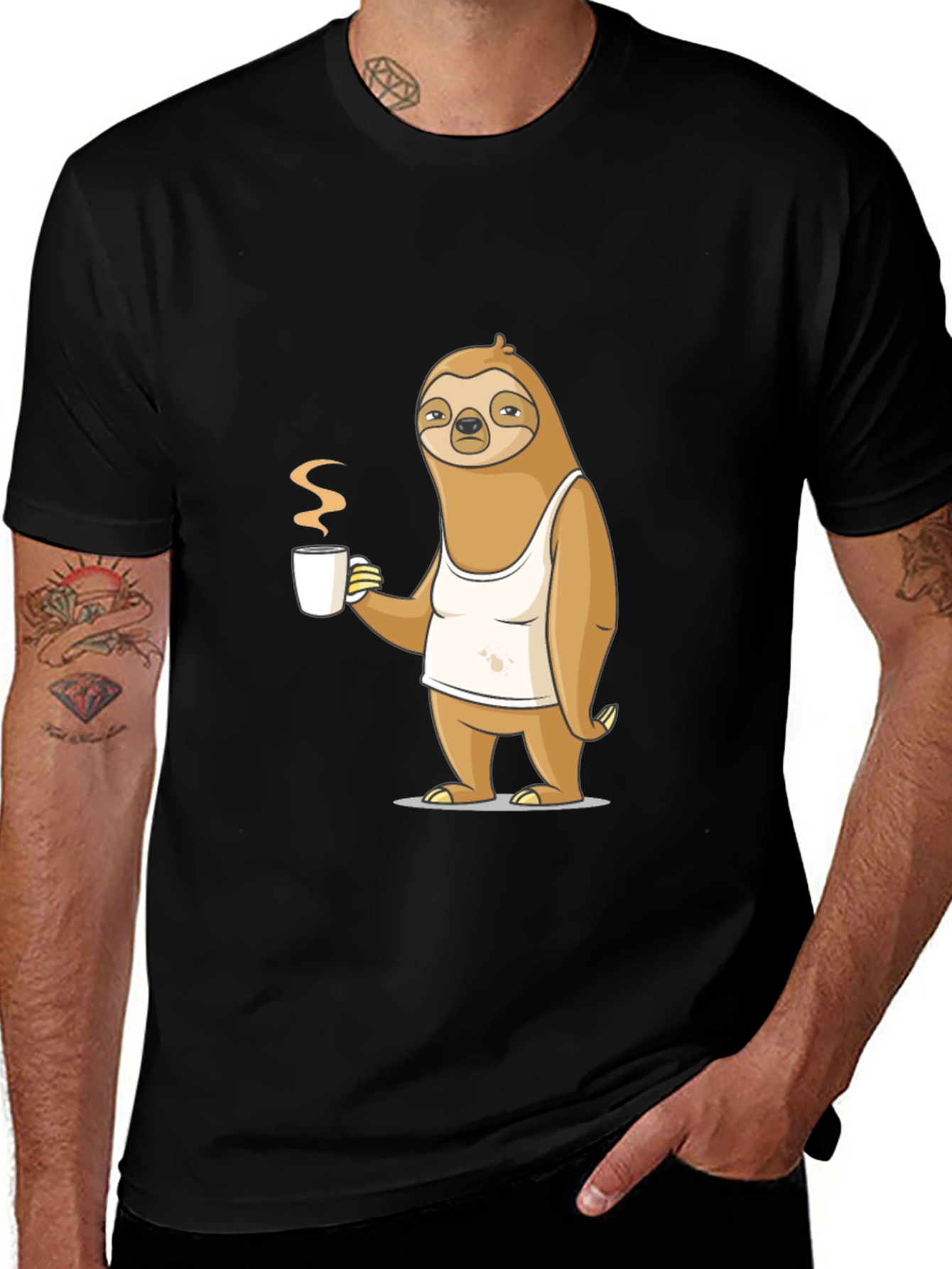 Variant 13 of Sloth Coffee Lover T-Shirt - Relaxed Morning Vibes