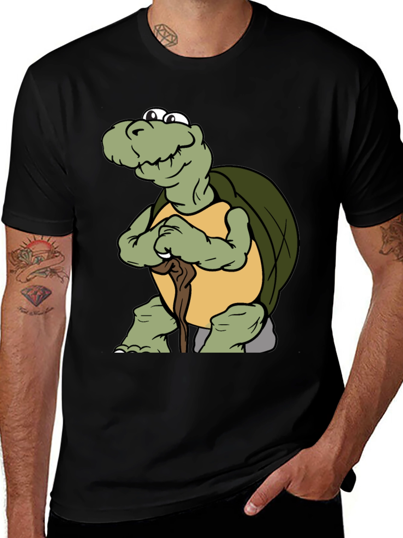 Variant 29 of Turtle Cartoon Black T-Shirt