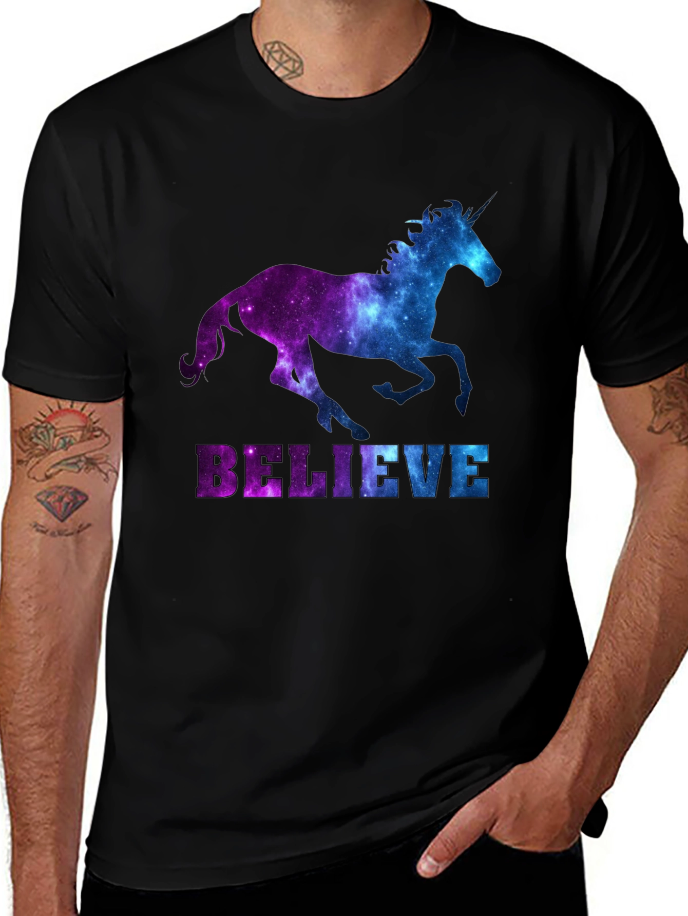 Variant 21 of Believe Unicorn Galaxy Graphic T-Shirt