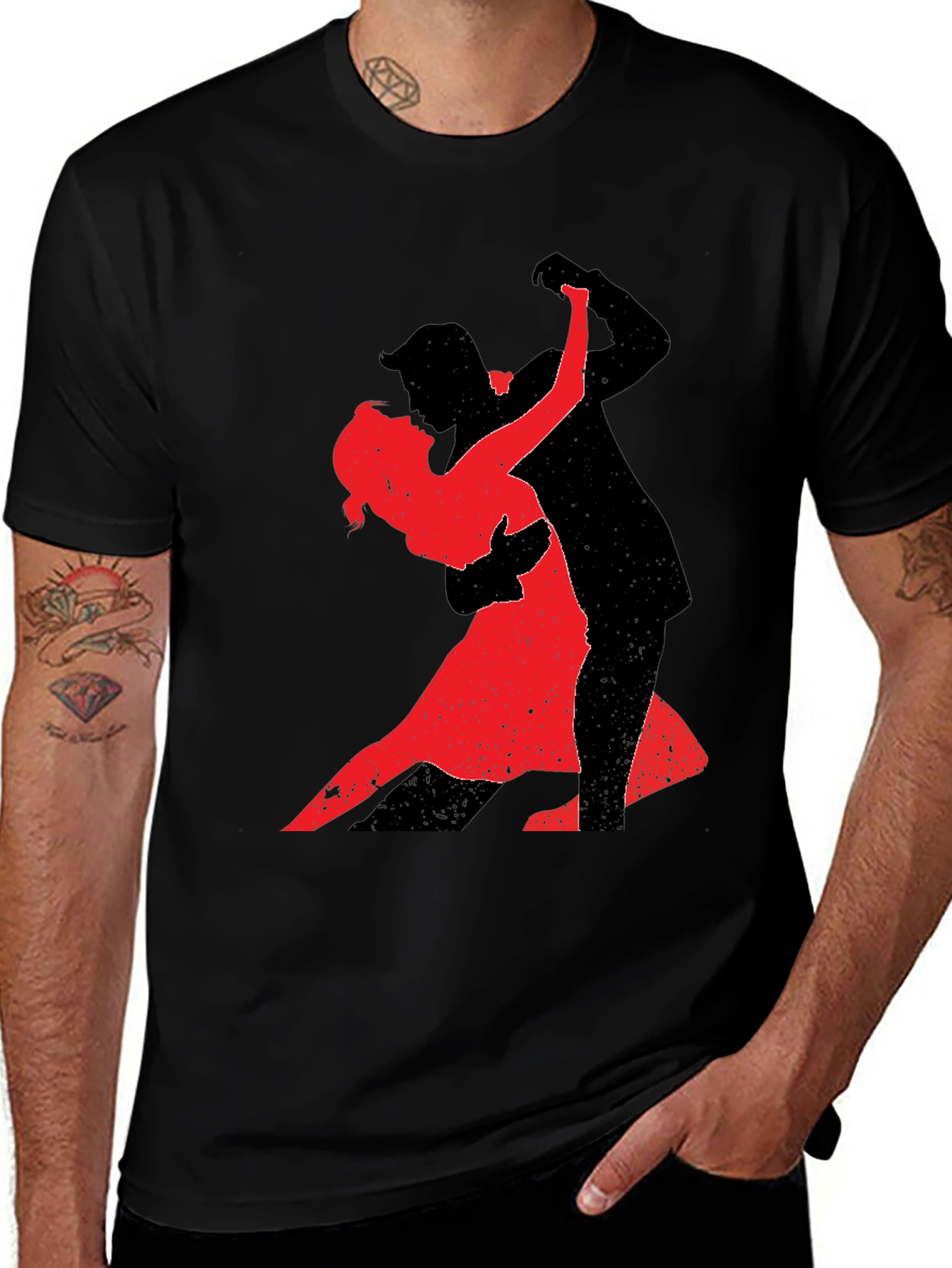 Tango Dance Graphic Tee - Elegant Black Shirt