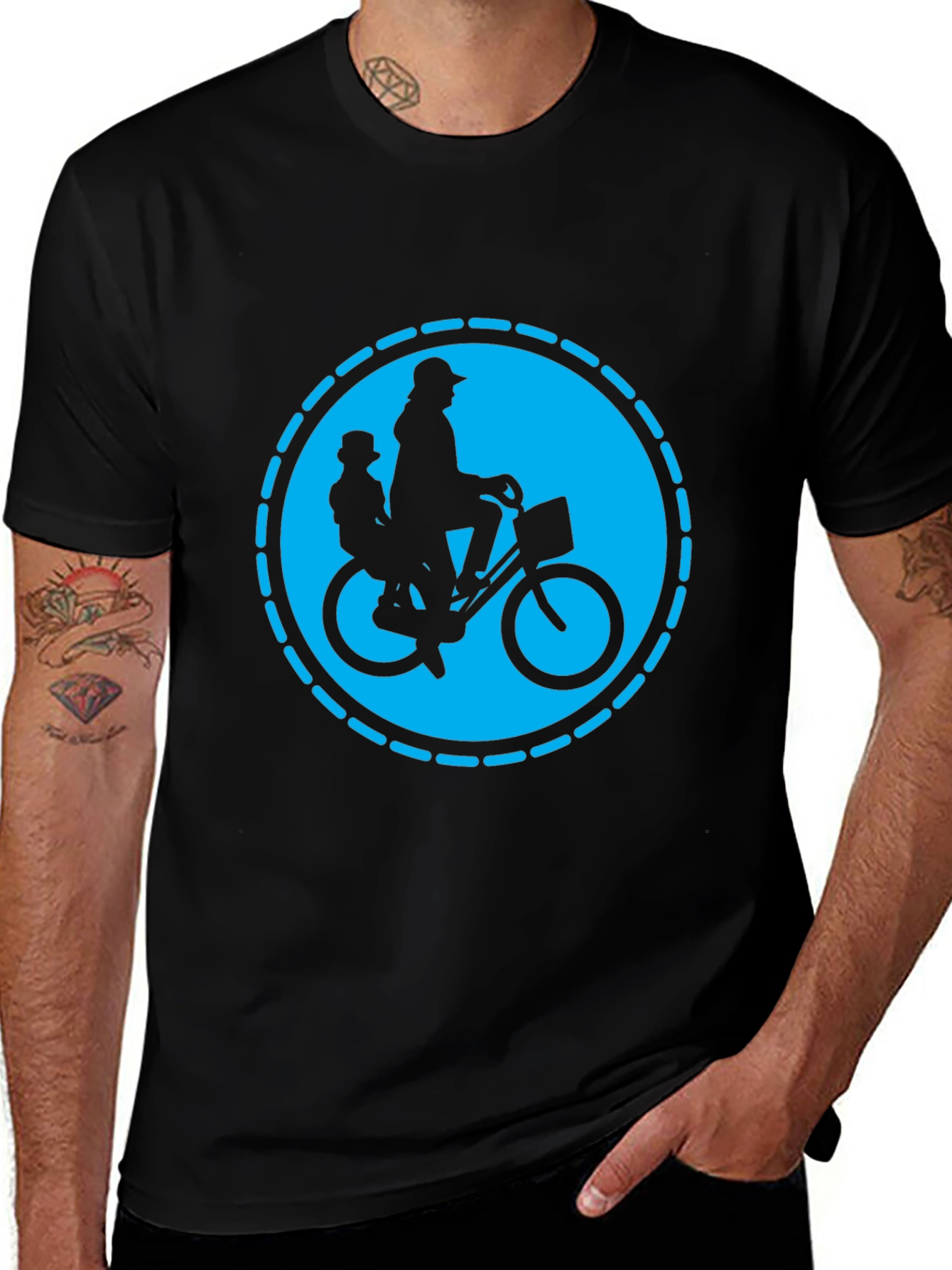 Variant 12 of Dad and Kid Bike Ride T-Shirt - Black