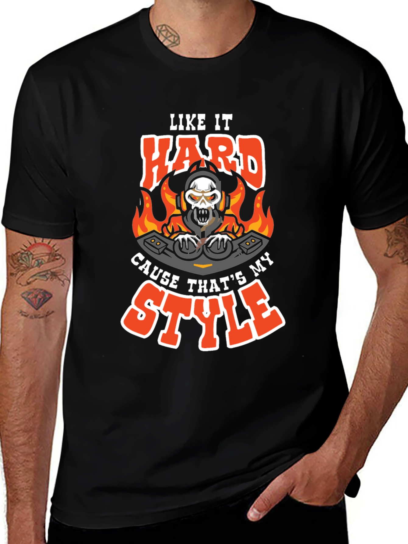 Variant 26 of Like It Hard DJ Skull Graphic Tee
