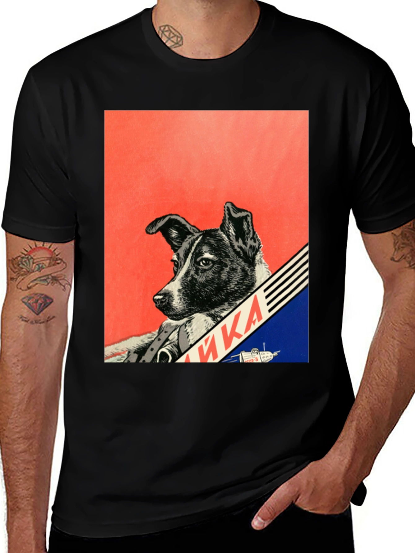 Laika Space Dog T-Shirt - Vintage Soviet Space Program Tee