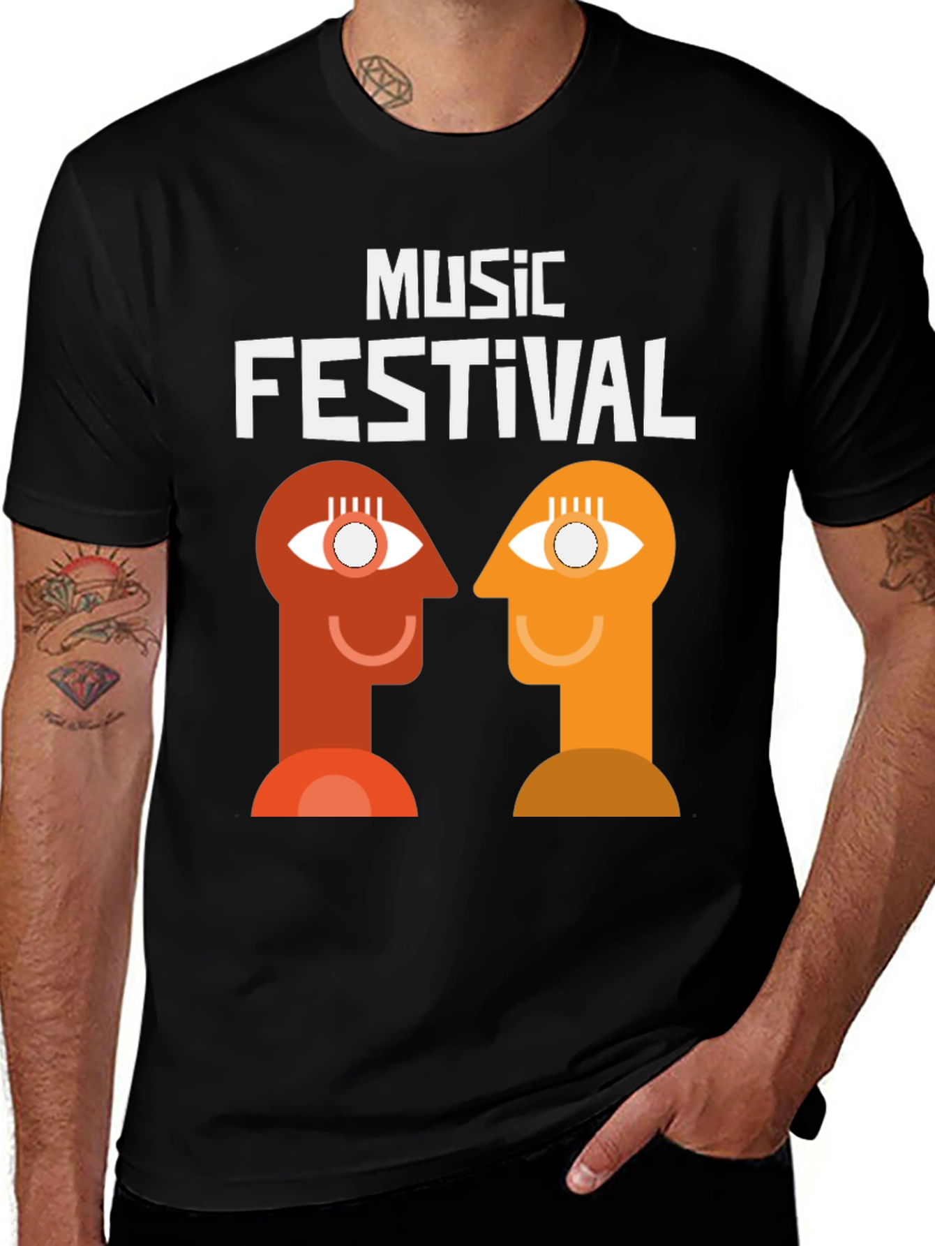 Variant 30 of Music Festival Graphic Tee - Abstract Head Design