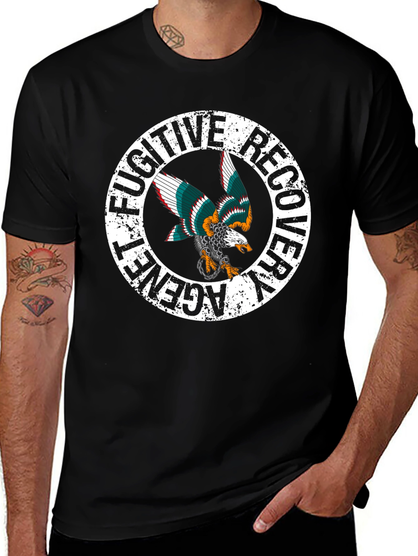 Variant 15 of Fugitive Recovery Agent T-Shirt Eagle Graphic