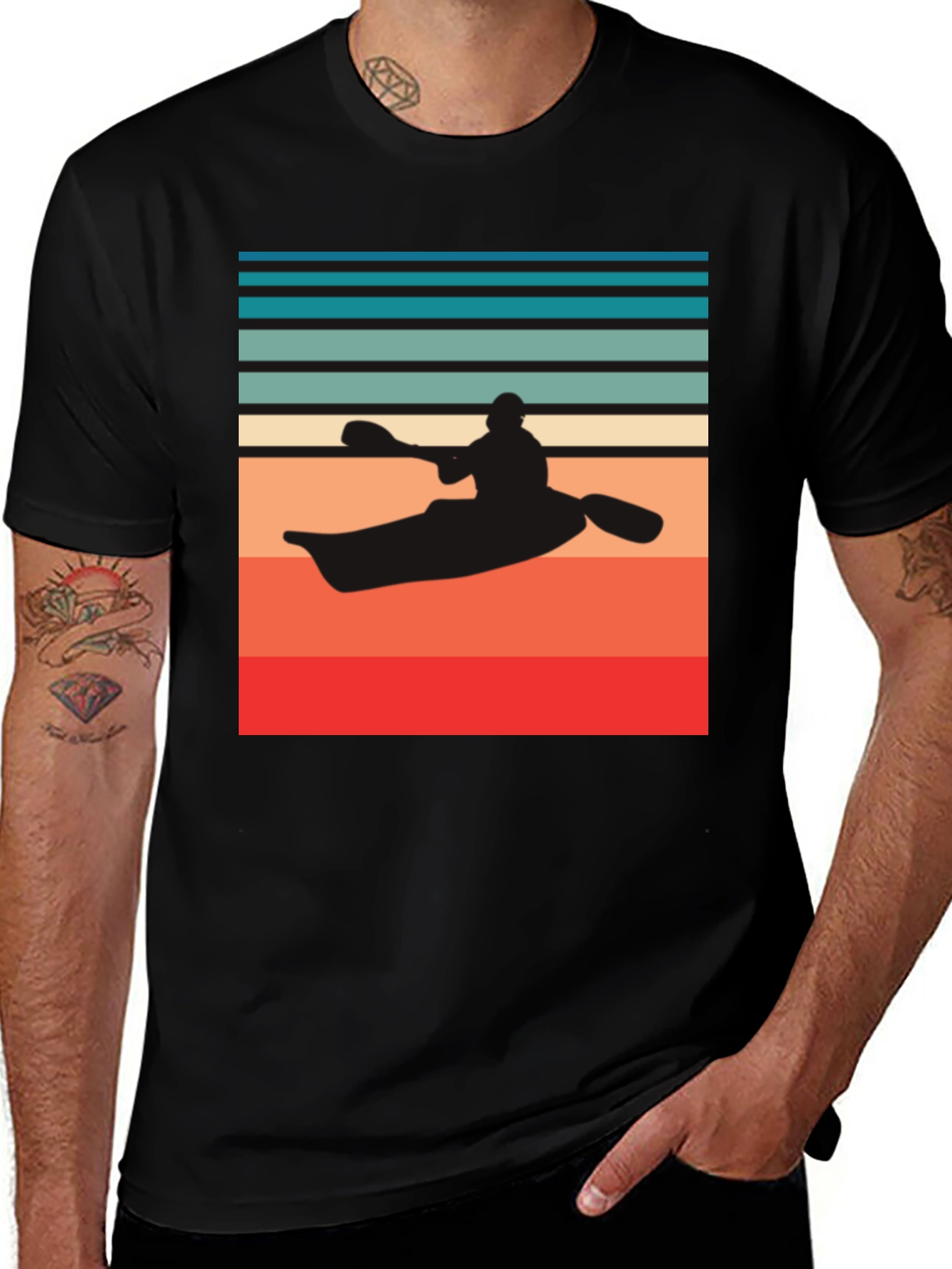 Variant 13 of Retro Kayak Sunset Graphic Tee