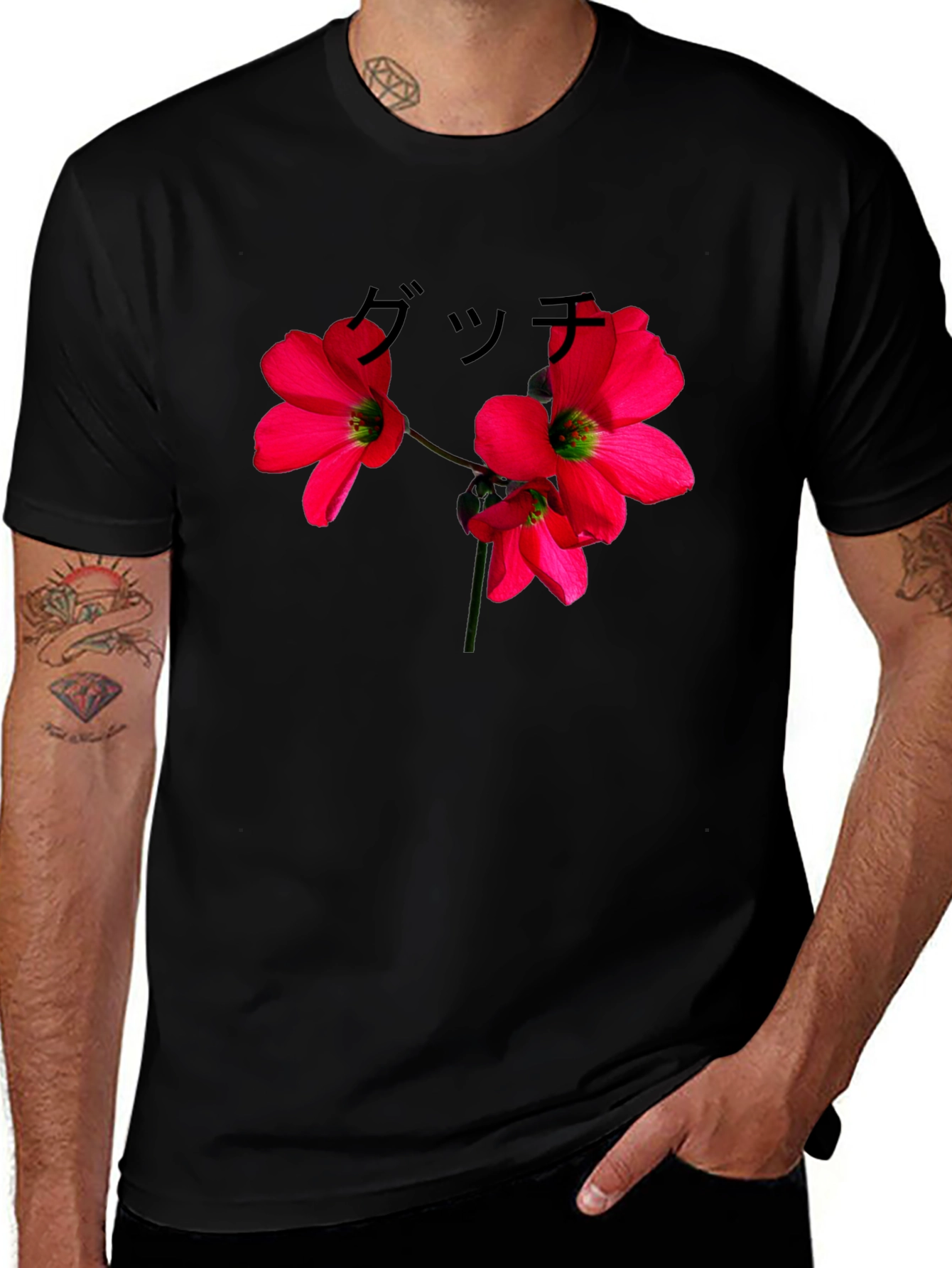 Variant 9 of Floral Graphic Black T-Shirt - Urban Style