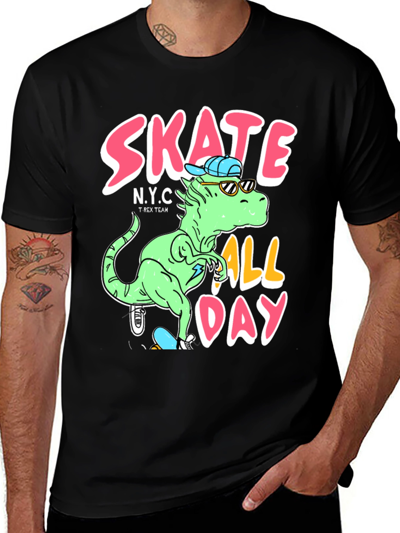 Variant 8 of Skate All Day Dinosaur Graphic Tee