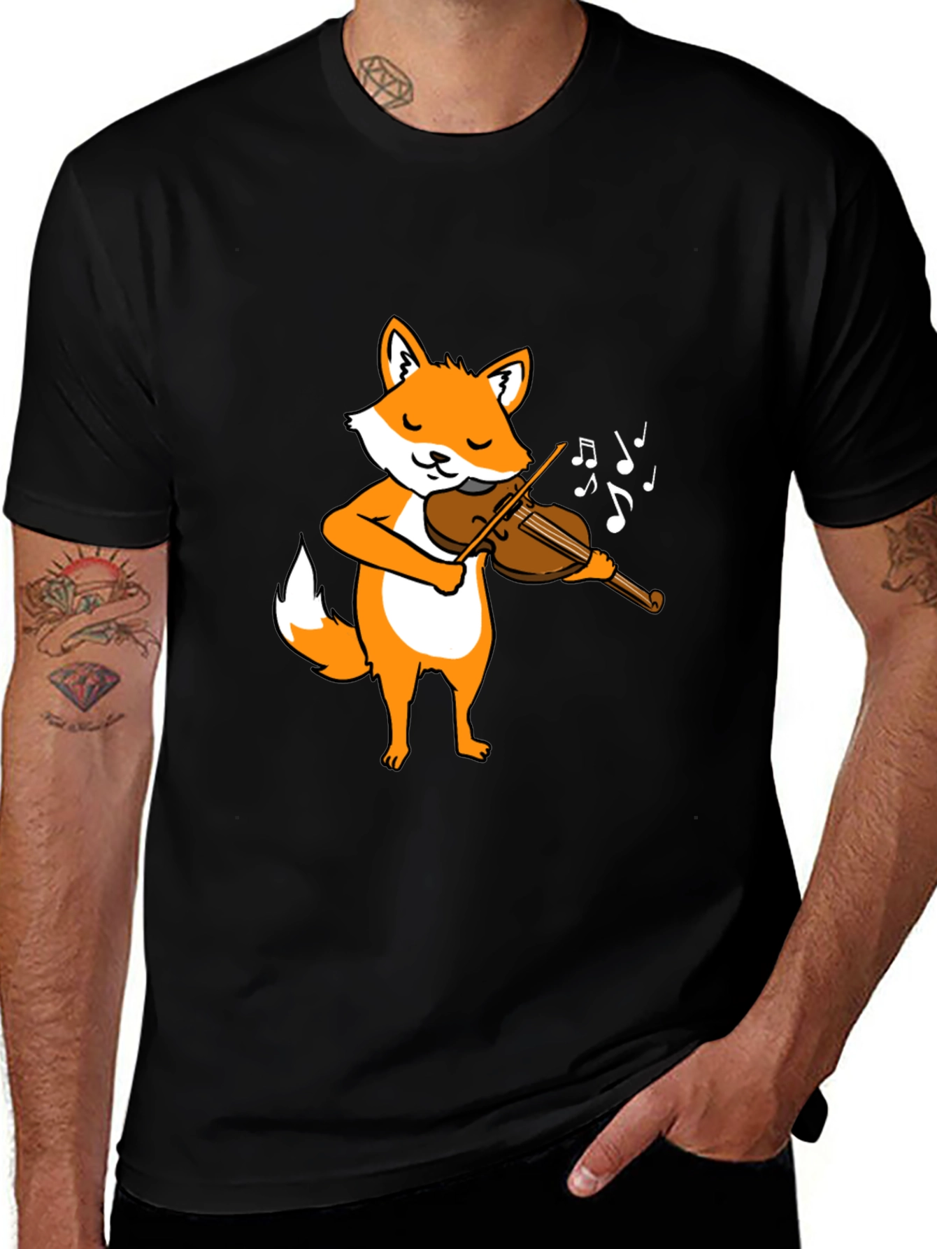 Variant 23 of Fox Violinist Graphic Tee - Music Lover T-Shirt