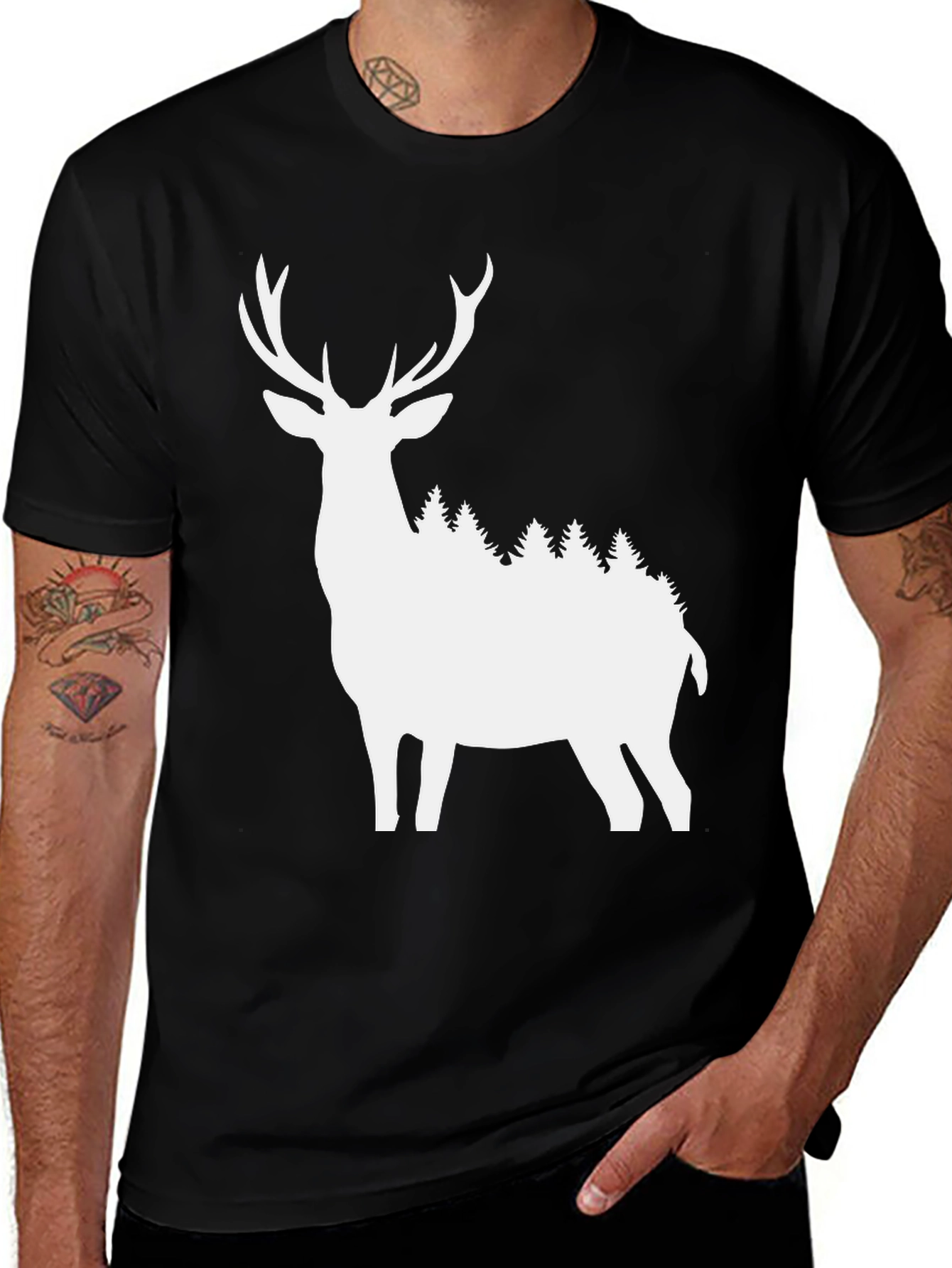 Variant 14 of Deer Silhouette T-Shirt - Nature Inspired Graphic Tee