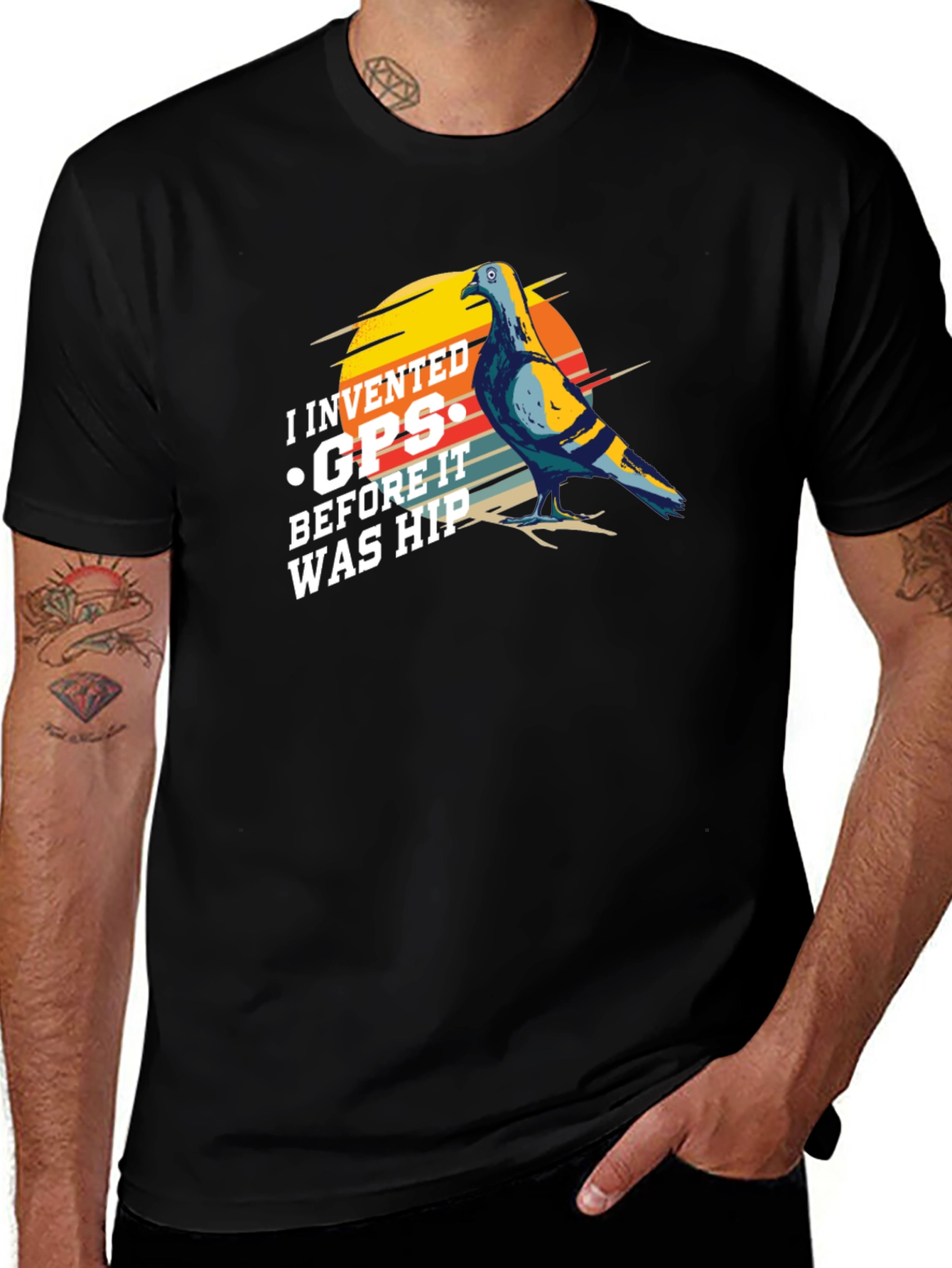 Variant 8 of I Invented GPS Pigeon T-Shirt - Funny Bird Tee