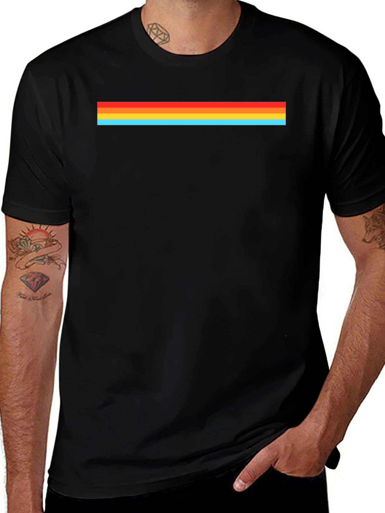 Variant 25 of Retro Stripe Black Tee - Bold Style