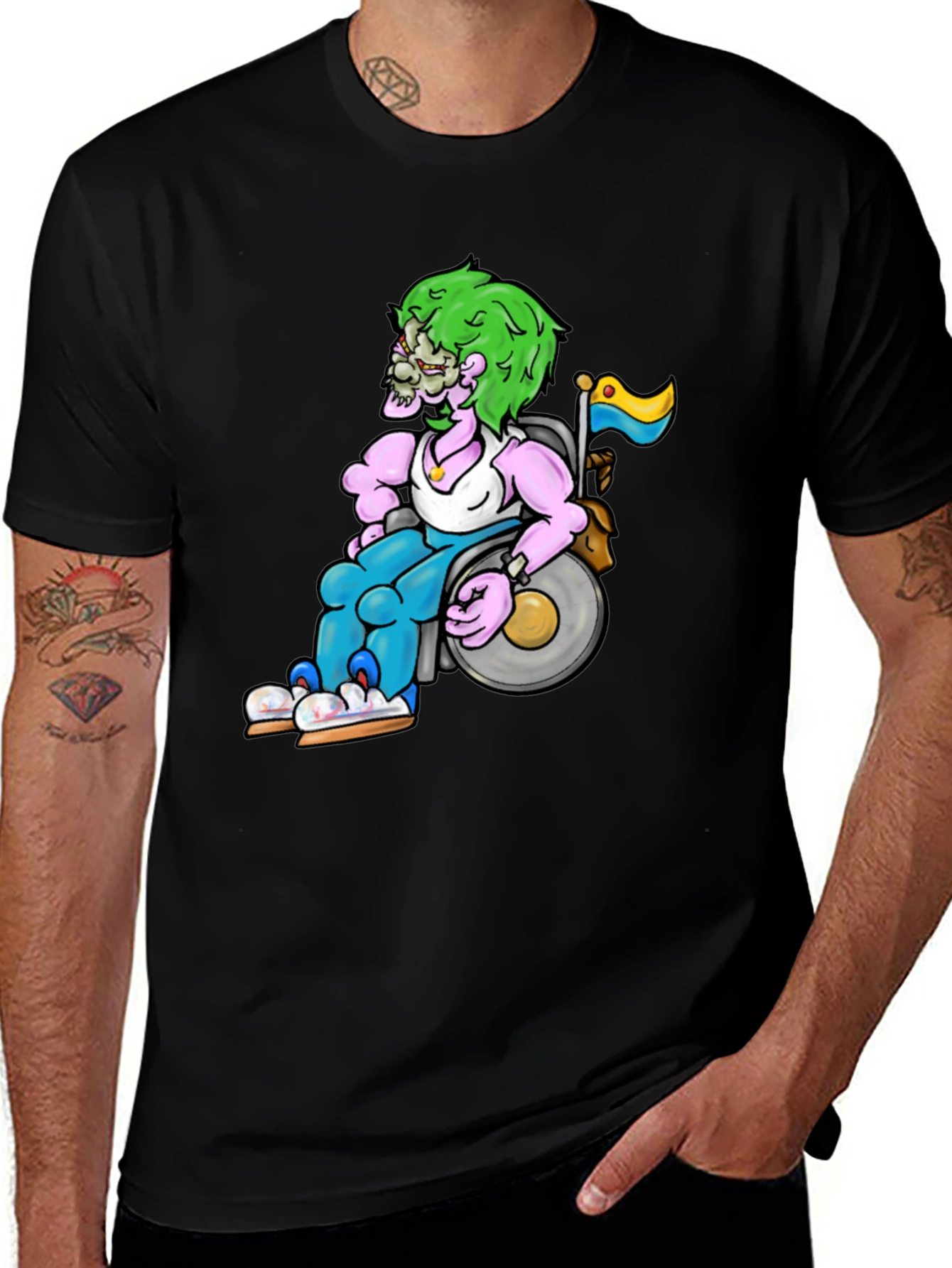 Variant 19 of Unique Graphic Tee - Wheelchair Zombie Design