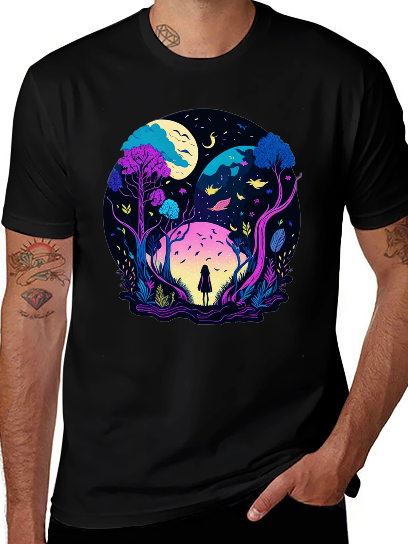 Variant 4 of Mystic Forest Graphic Tee - Fantasy Design