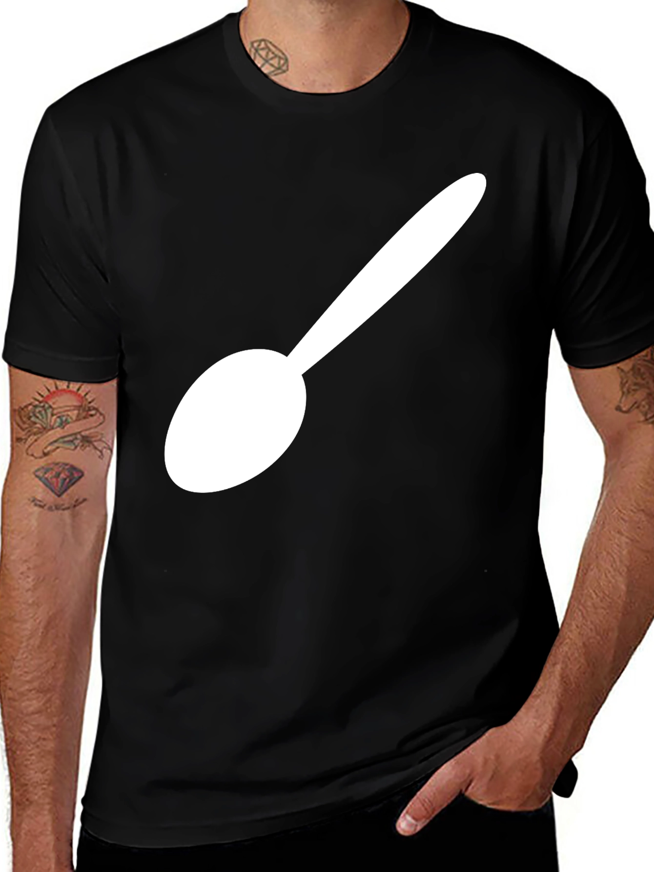 Variant 28 of Spoon Graphic T-Shirt - Black Cotton Blend Tee