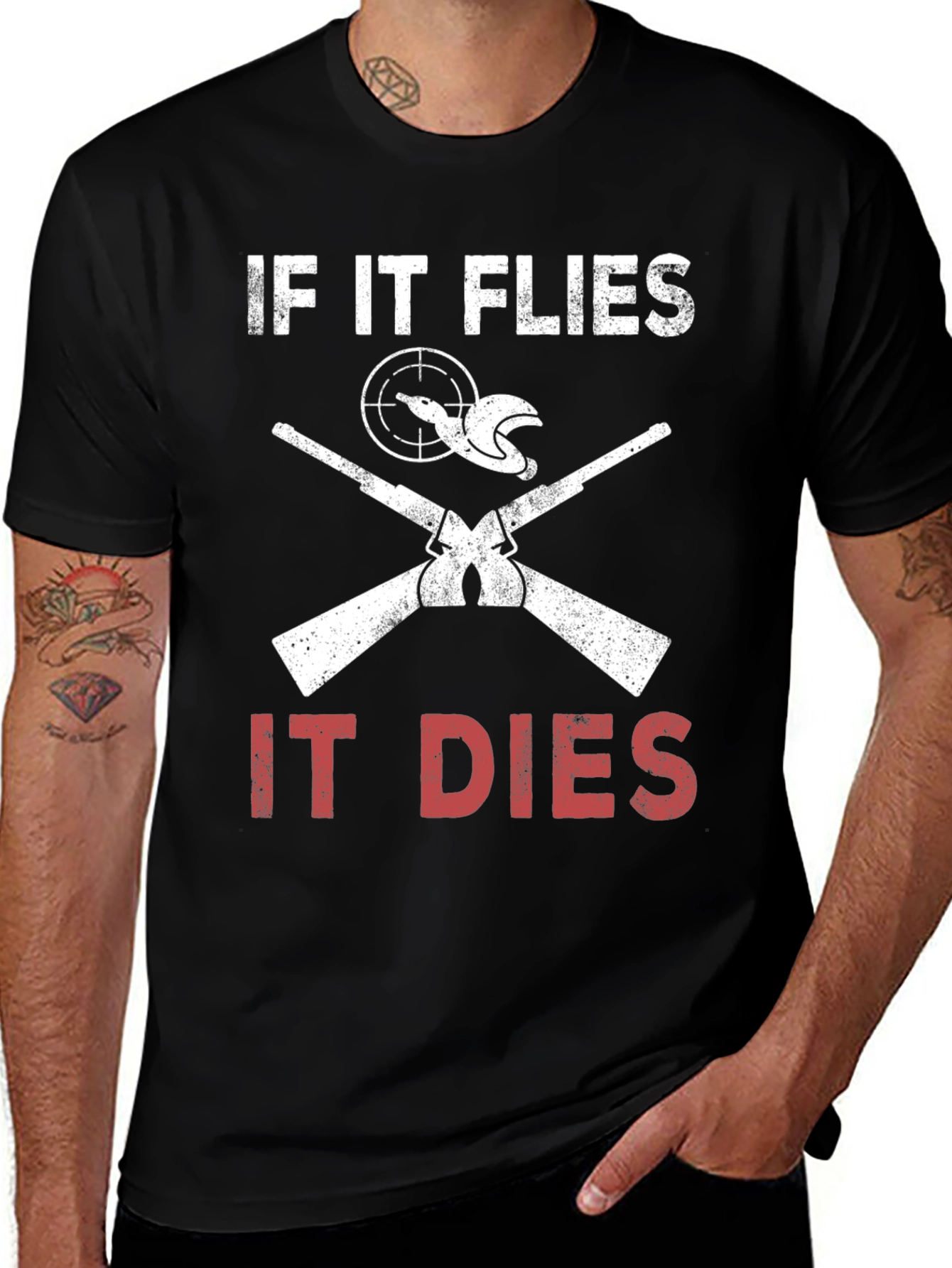 Variant 24 of If It Flies It Dies Hunting T-Shirt