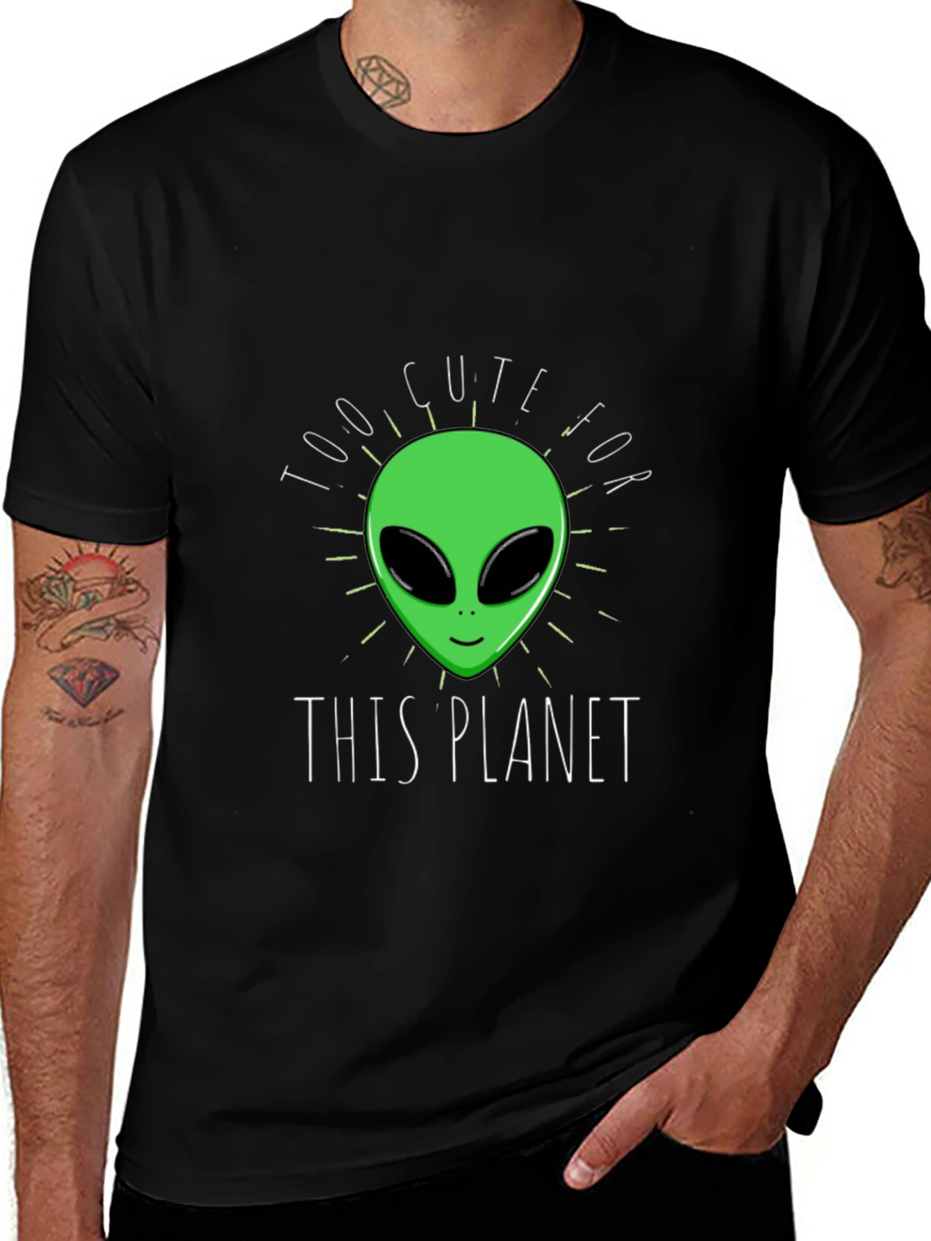 Variant 13 of Too Cute For This Planet Alien Graphic Tee