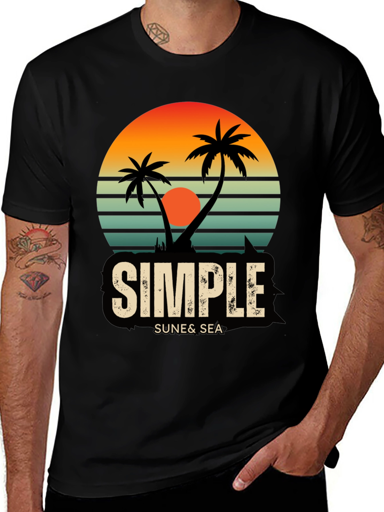 Variant 15 of Simple Sun & Sea T-Shirt - Tropical Palm Tree Graphic Tee
