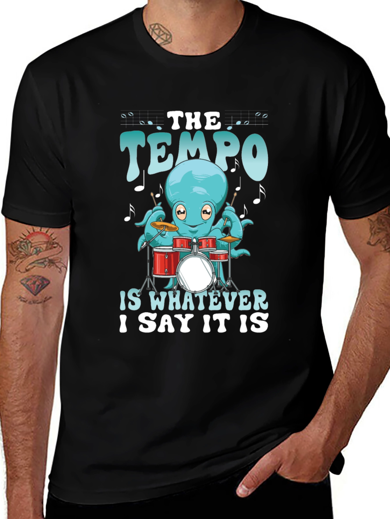 Black Octopus Drummer Tee - The Tempo Is Whatever I Say It Is main image