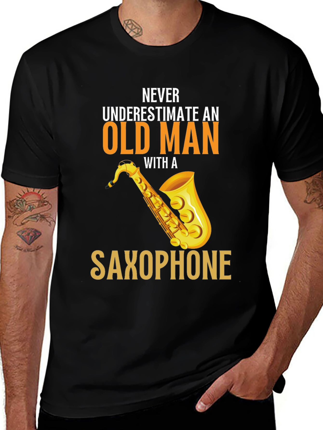 Variant 26 of Never Underestimate Saxophone Old Man Graphic Tee