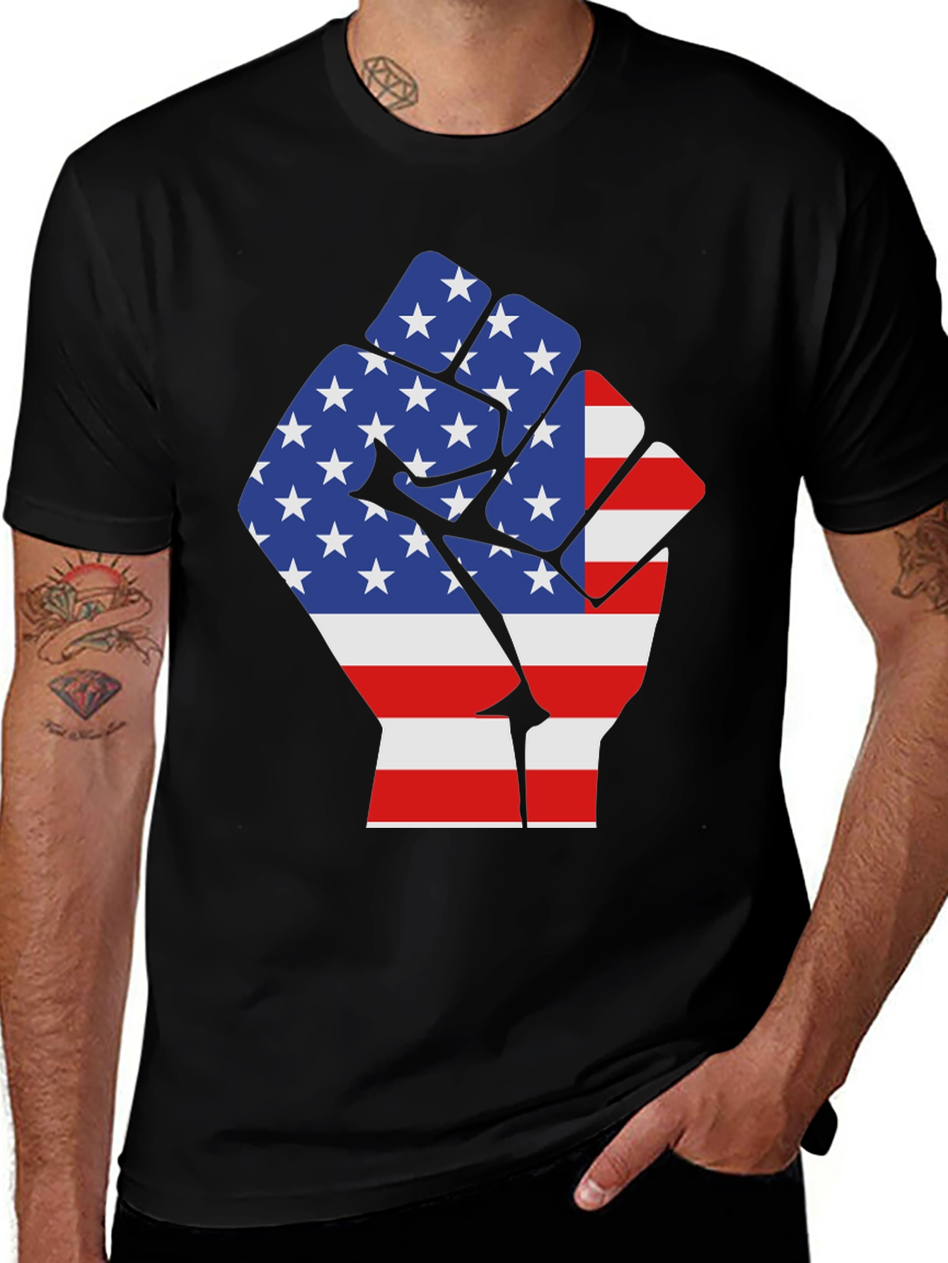 American Flag Fist Graphic T-Shirt