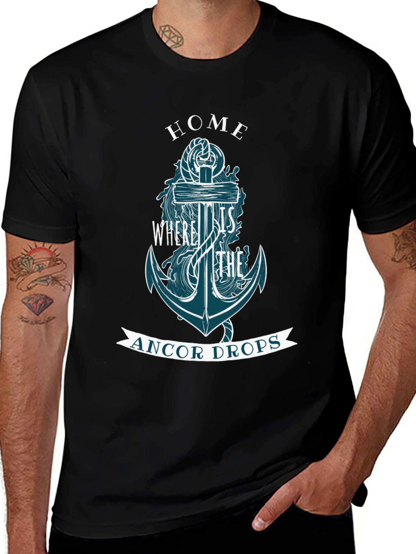 Variant 28 of Nautical Anchor Graphic Tee - Home is Where the Anchor Drops