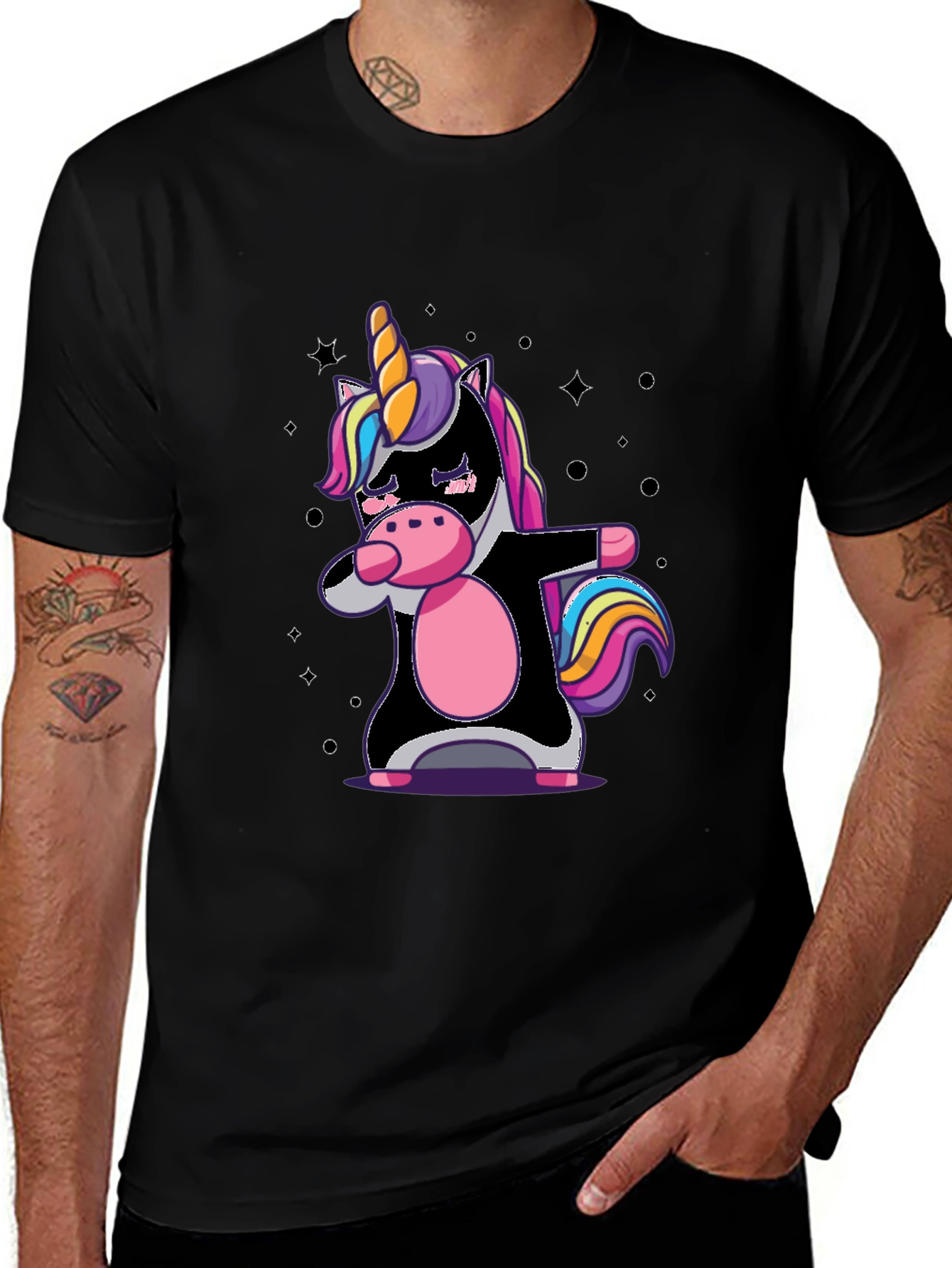 Variant 14 of Dabbing Unicorn Graphic Tee - Fun Black T-Shirt
