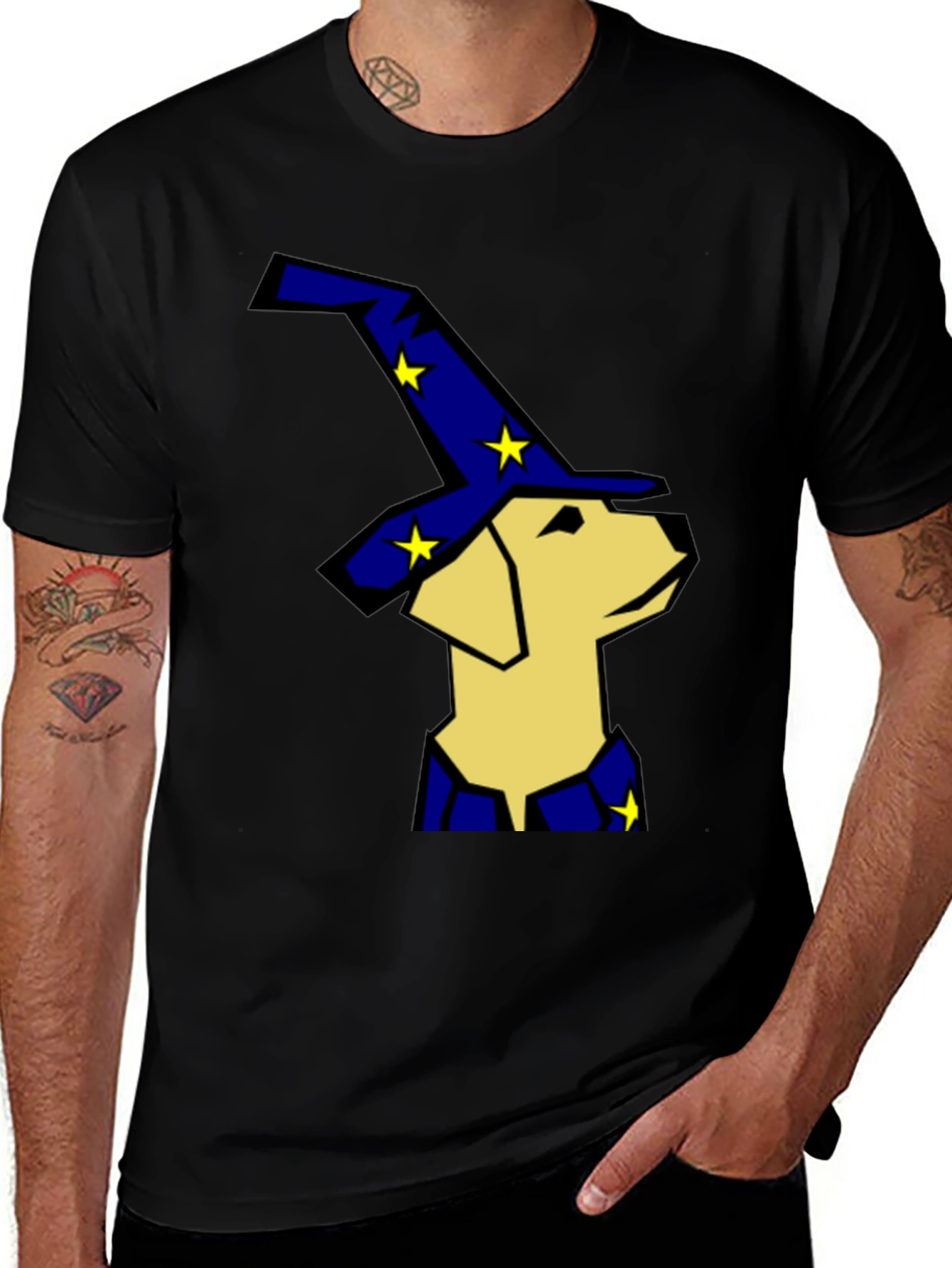 Variant 9 of Wizard Dog T-Shirt - Black Cotton Tee