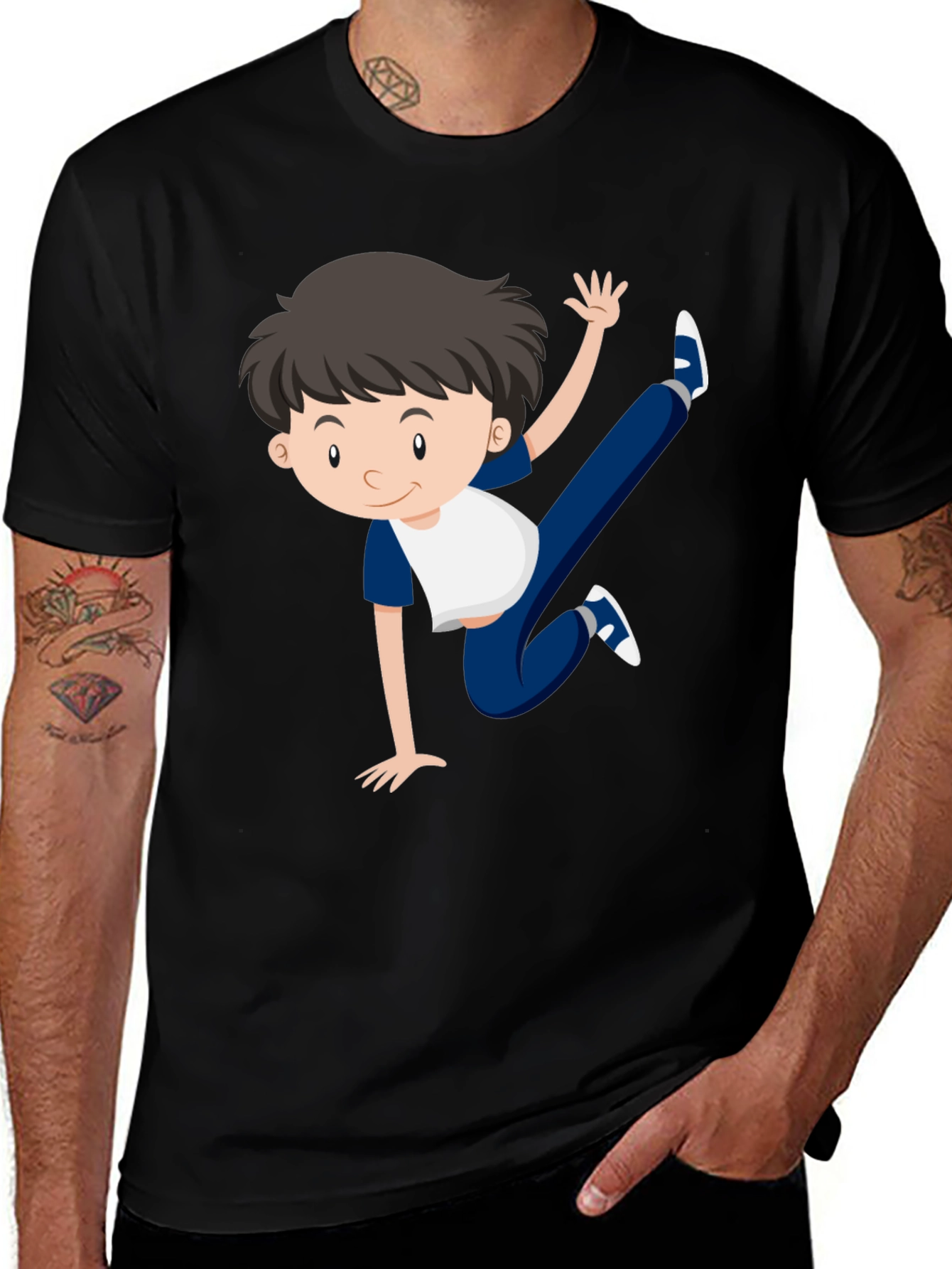 Variant 2 of Boy Cartoon Graphic T-Shirt - Fun & Playful Design