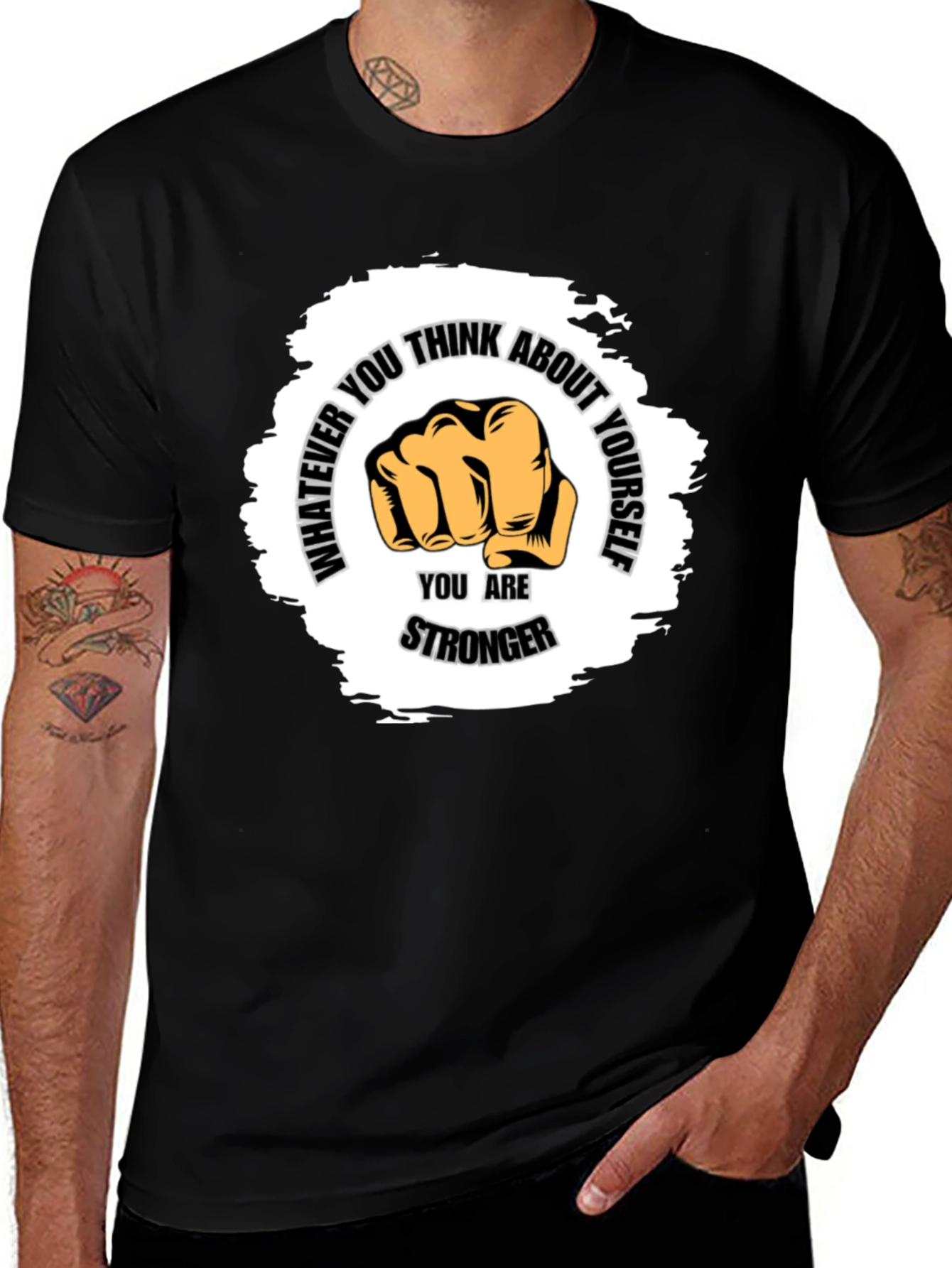 Variant 7 of Motivational 'Stronger' Black T-Shirt
