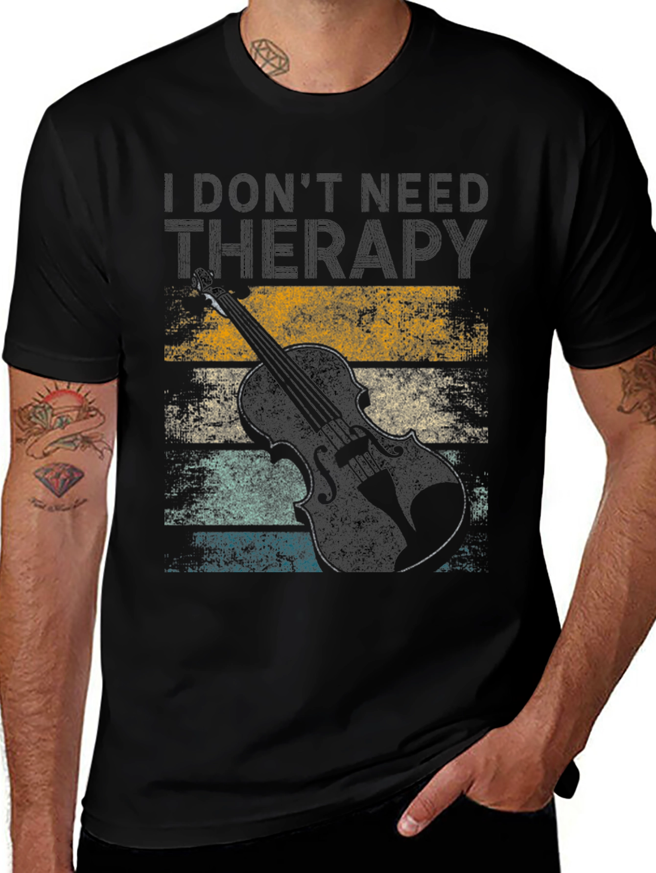 Variant 21 of I Don't Need Therapy Violin T-Shirt - Black