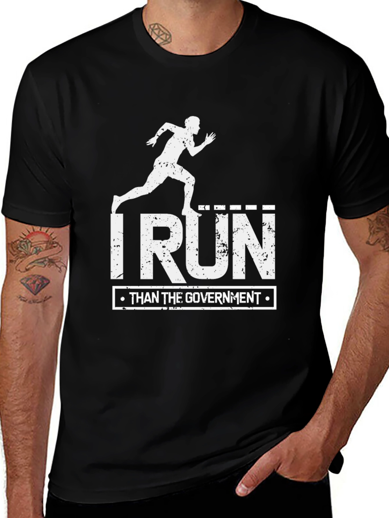Variant 19 of I Run Than the Government Black Tee
