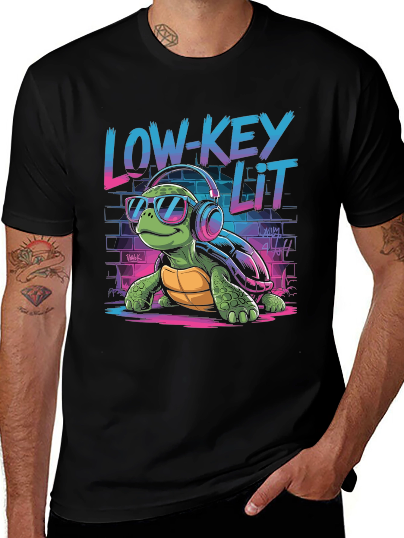 Low-Key Lit Turtle Graphic Tee