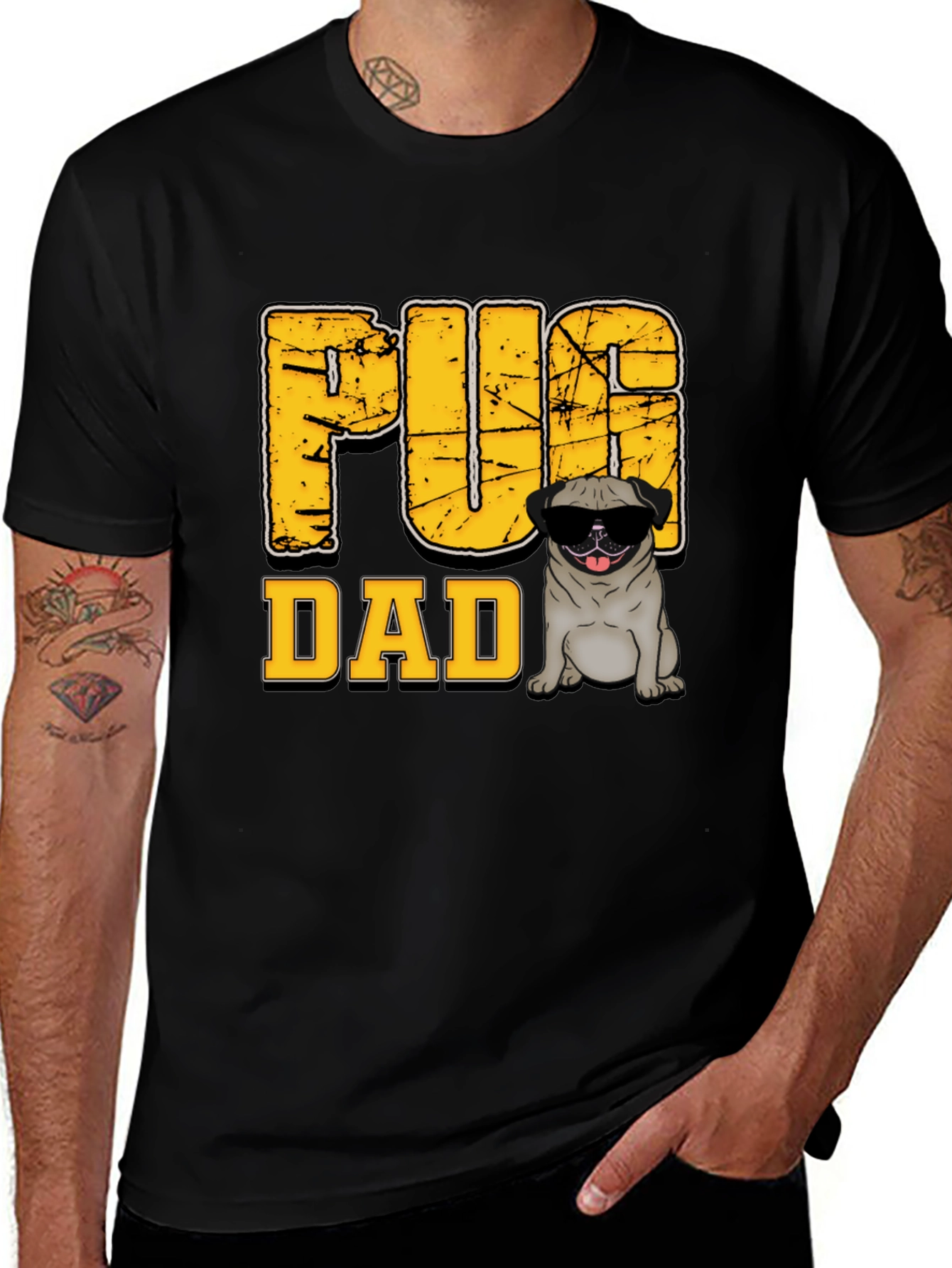 Variant 23 of Pug Dad Graphic T-Shirt - Perfect for Dog Lovers!
