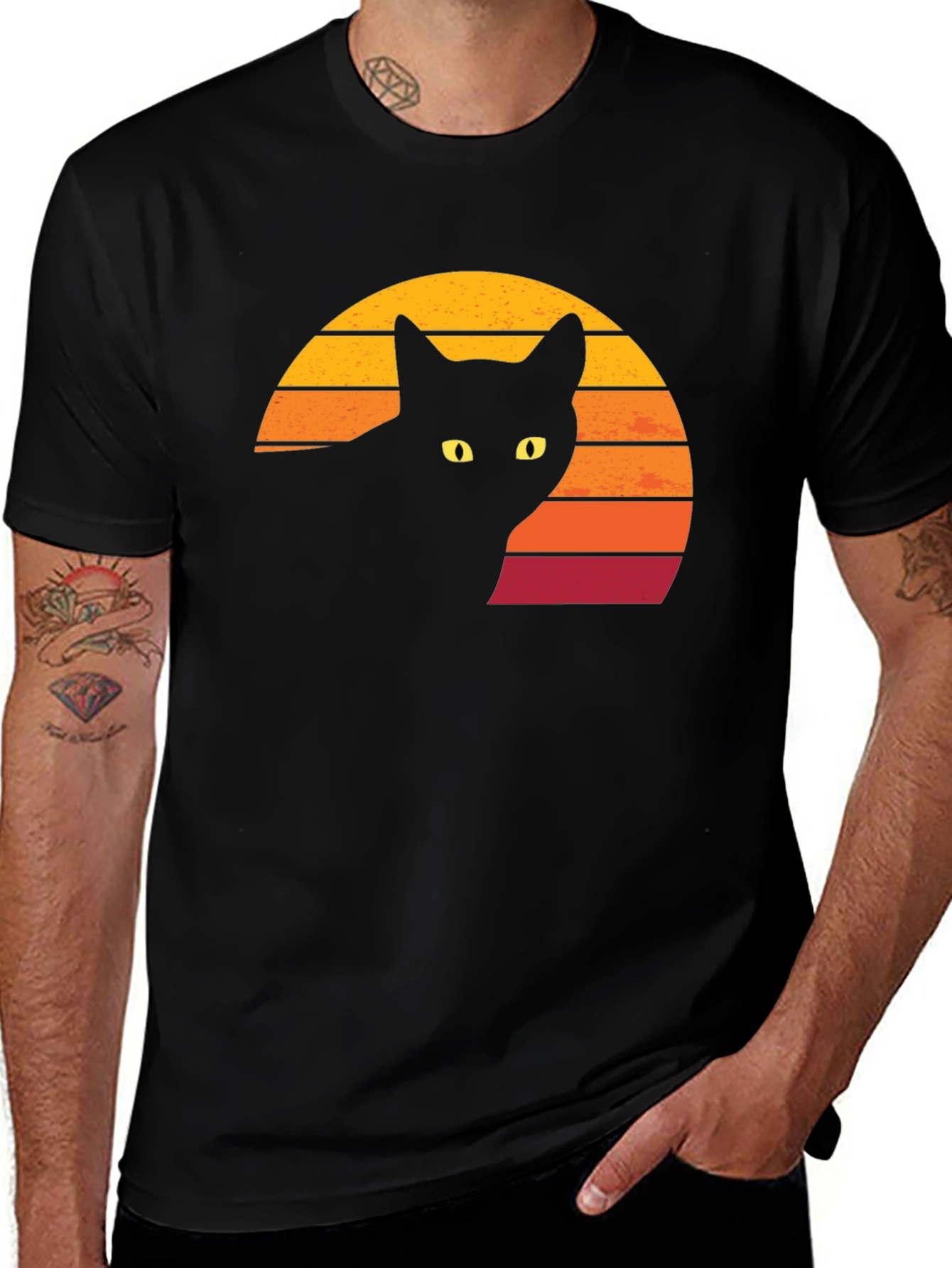 Variant 11 of Retro Cat Silhouette Graphic Tee