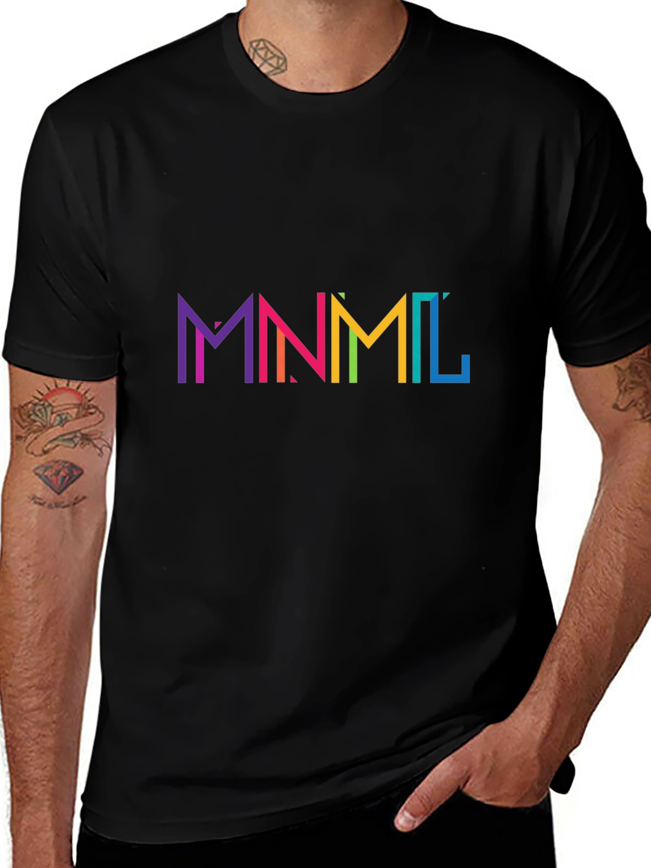 Variant 17 of MNML Rainbow Graphic Black T-Shirt