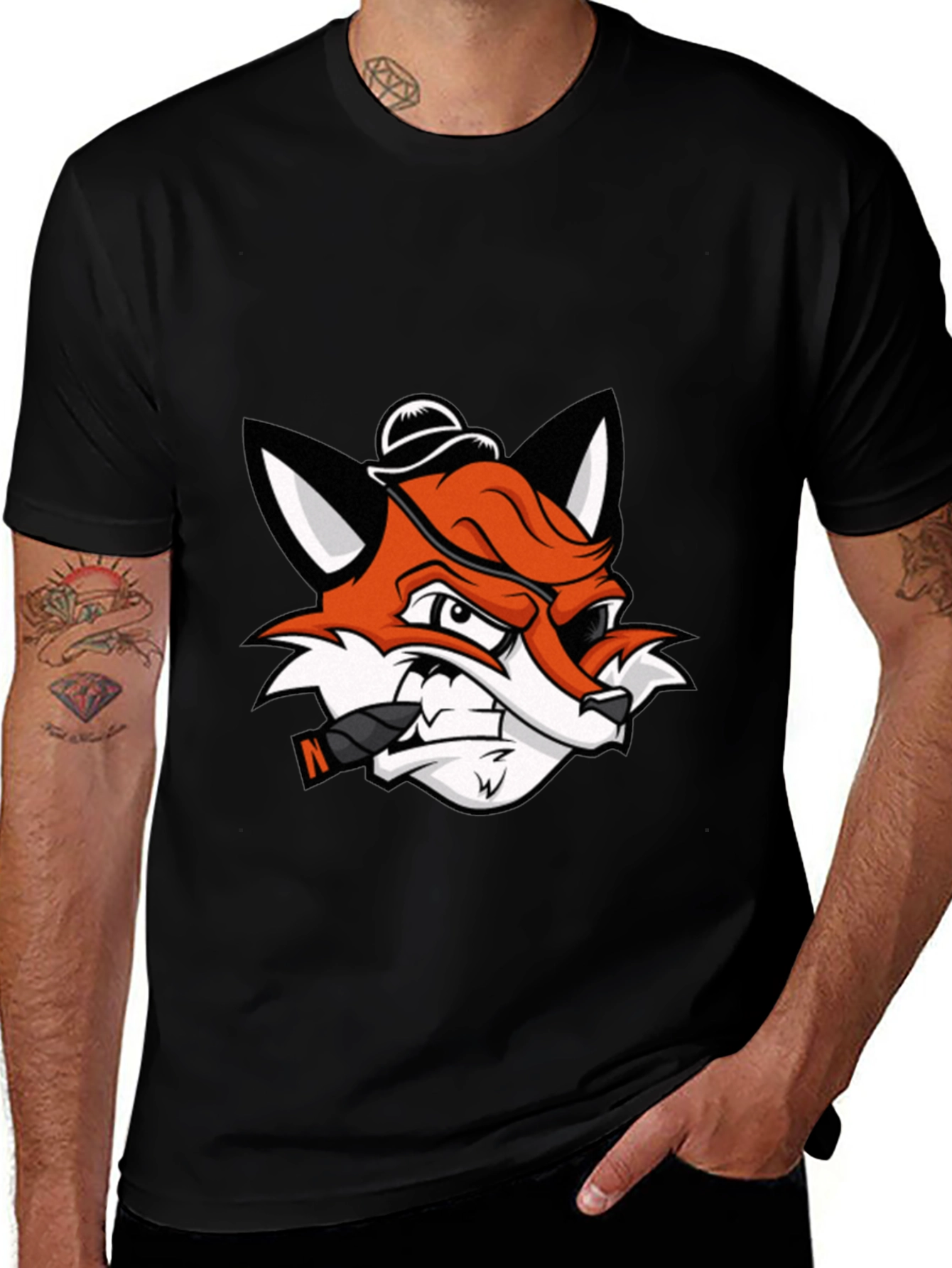 Variant 5 of Cool Fox with Cigar Graphic Tee