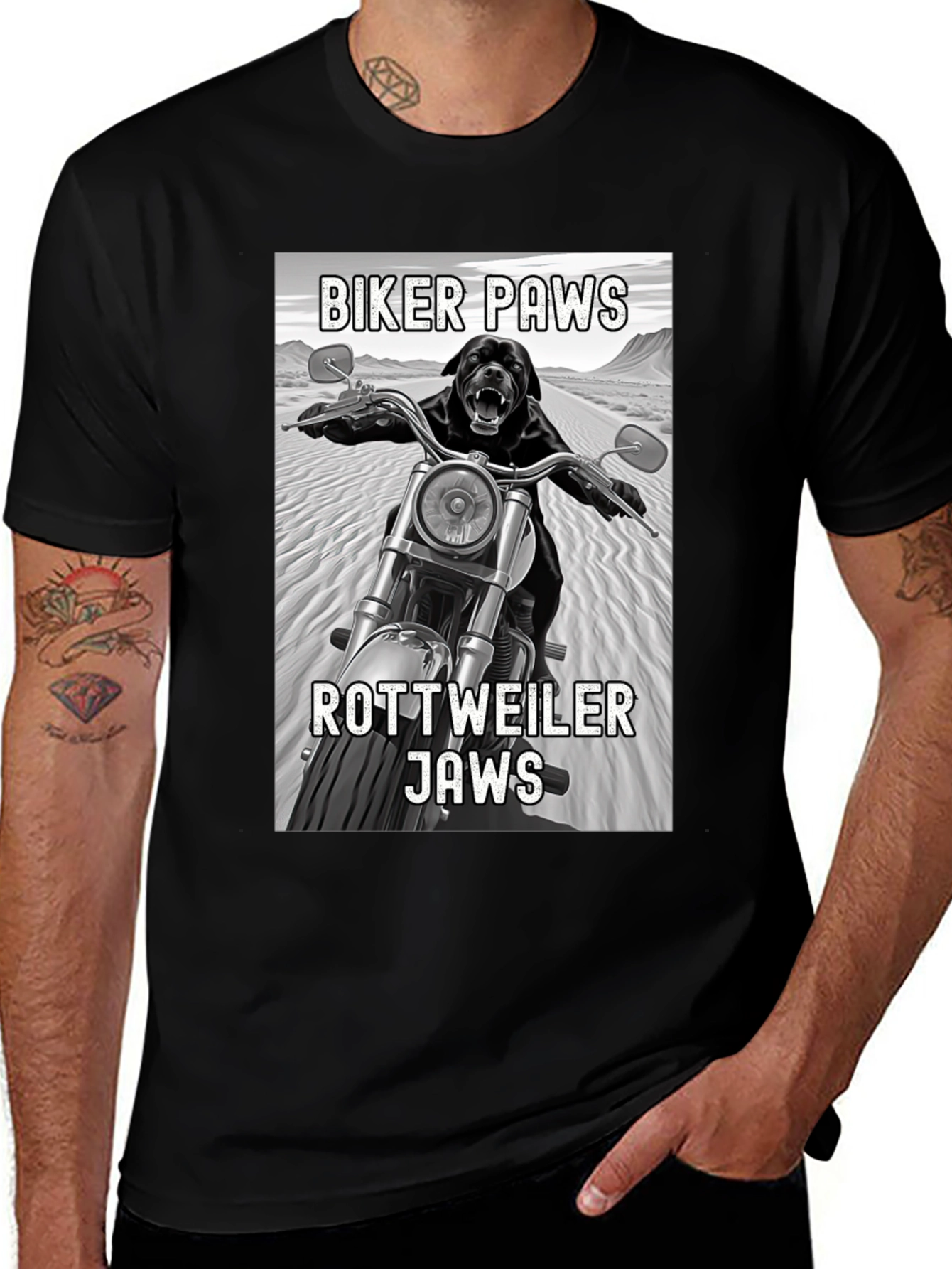 Variant 14 of Biker Paws Rottweiler Jaws Graphic T-Shirt