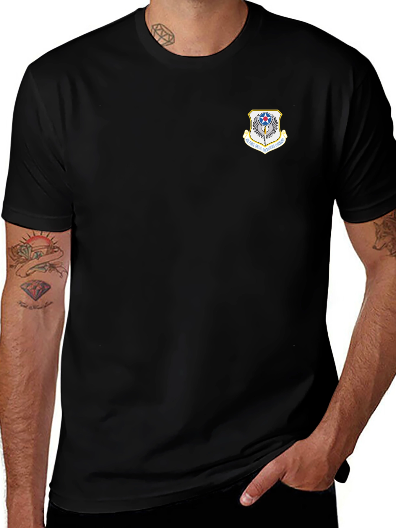 Variant 26 of Black T-Shirt with Air Force Emblem