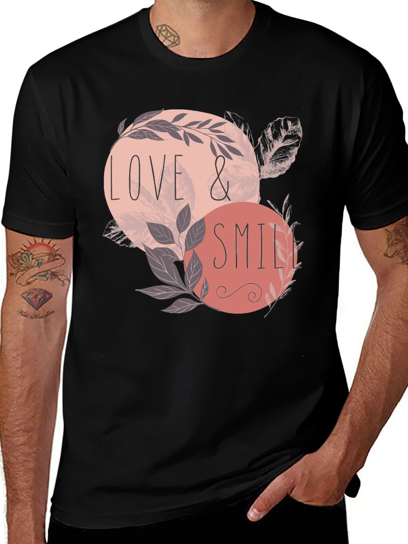 Variant 12 of Love & Smile Graphic Tee - Men's Black T-Shirt