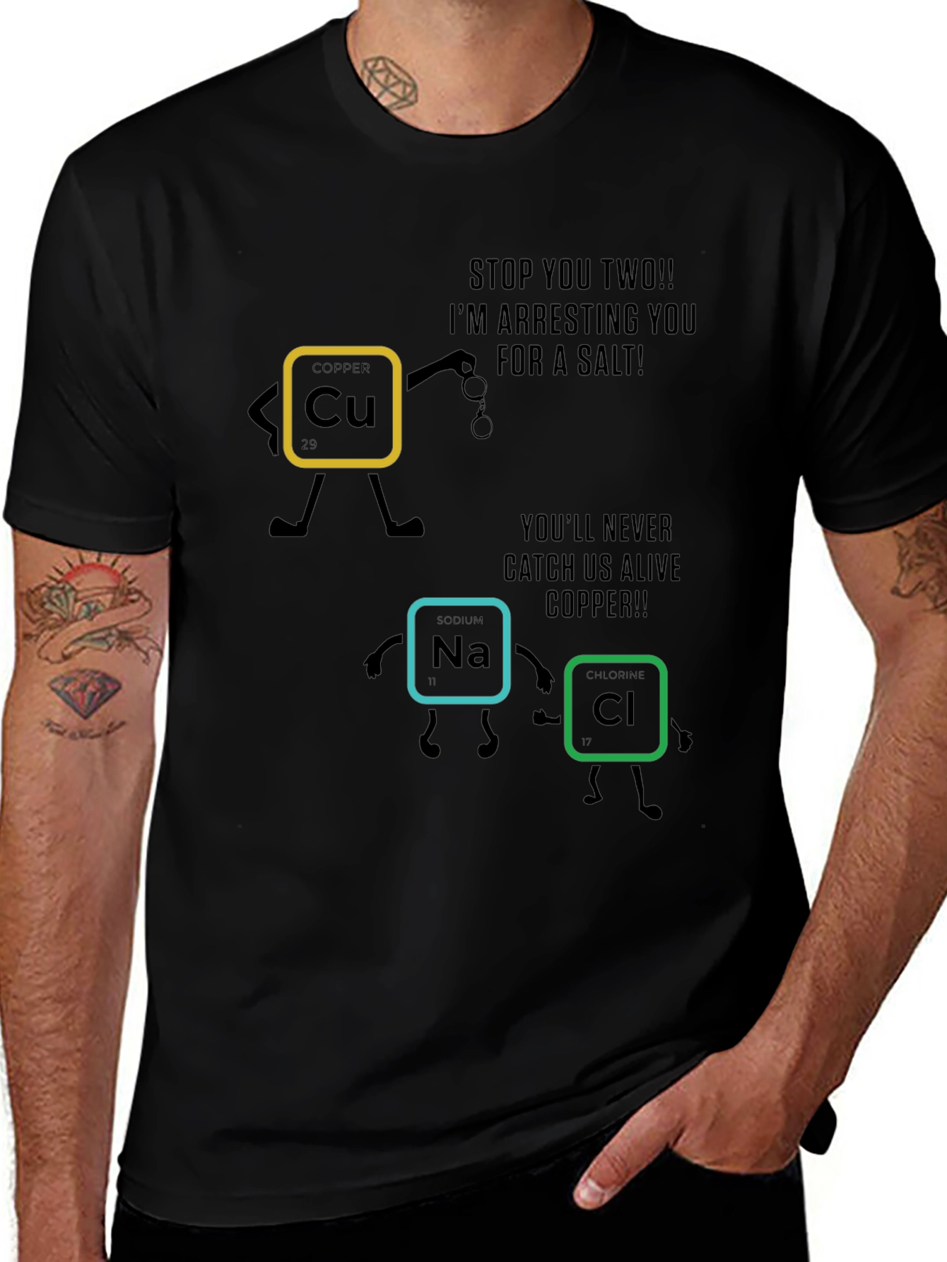 Variant 13 of Science Humor T-Shirt: Copper Arresting Salt