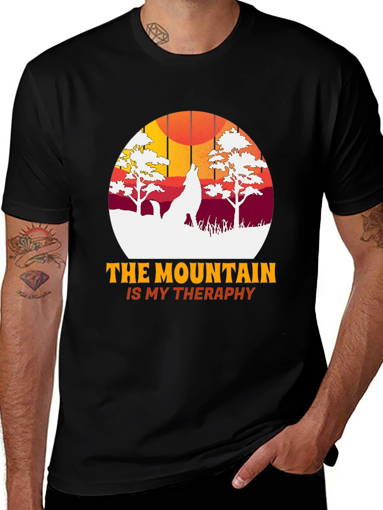 Variant 10 of Mountain Therapy Graphic Tee - Nature Wolf T-Shirt