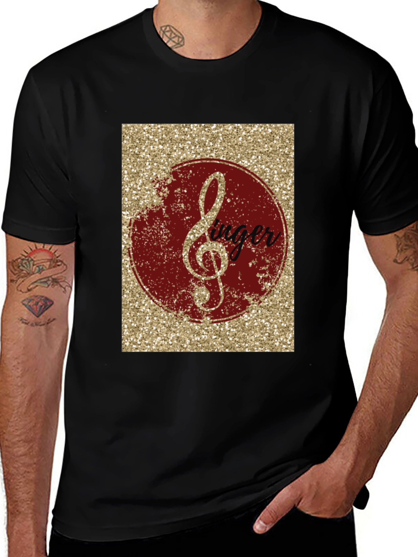 Variant 14 of Singer Treble Clef Graphic Tee - Black