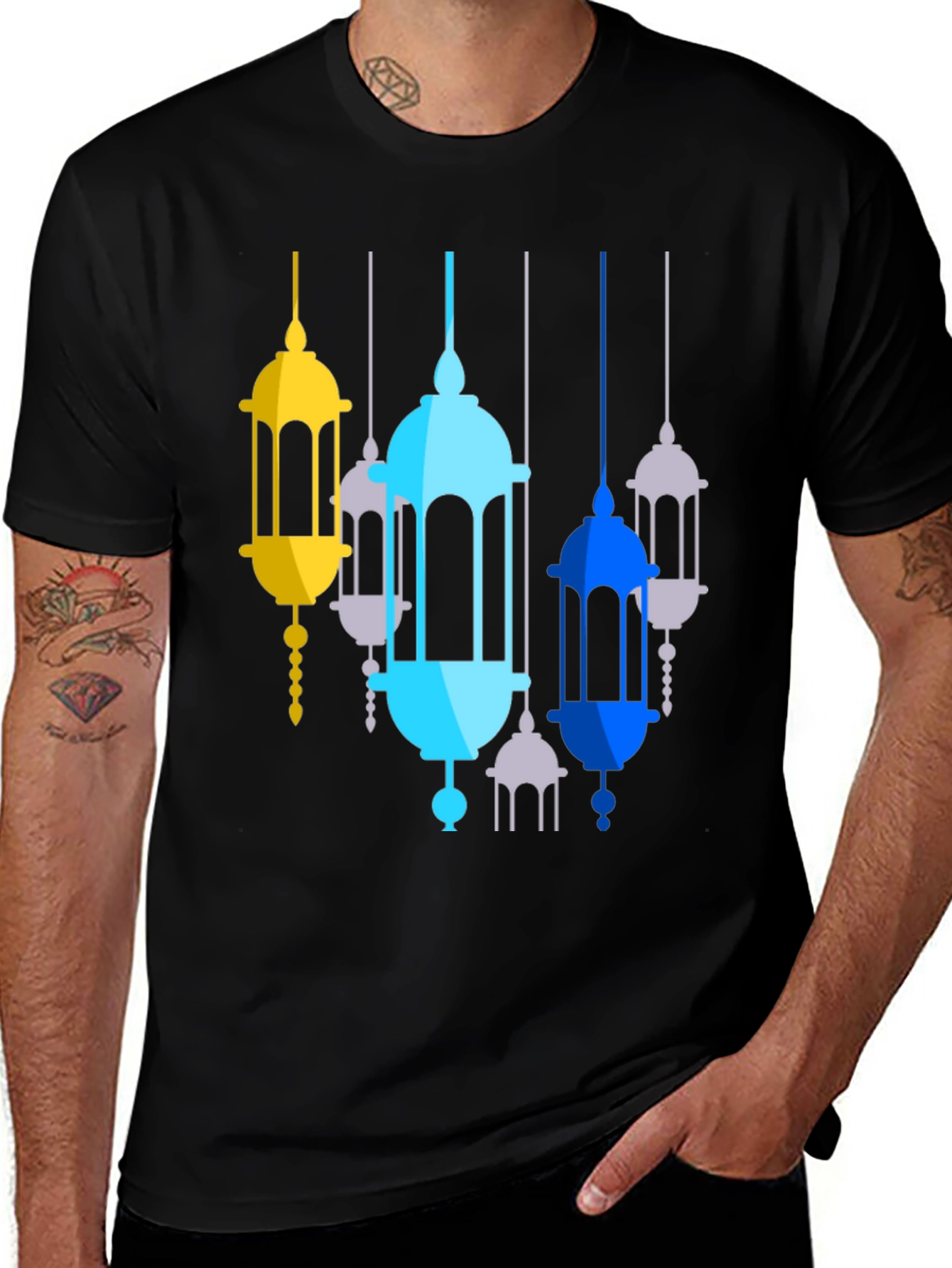 Variant 25 of Lantern Graphic Print Black T-Shirt