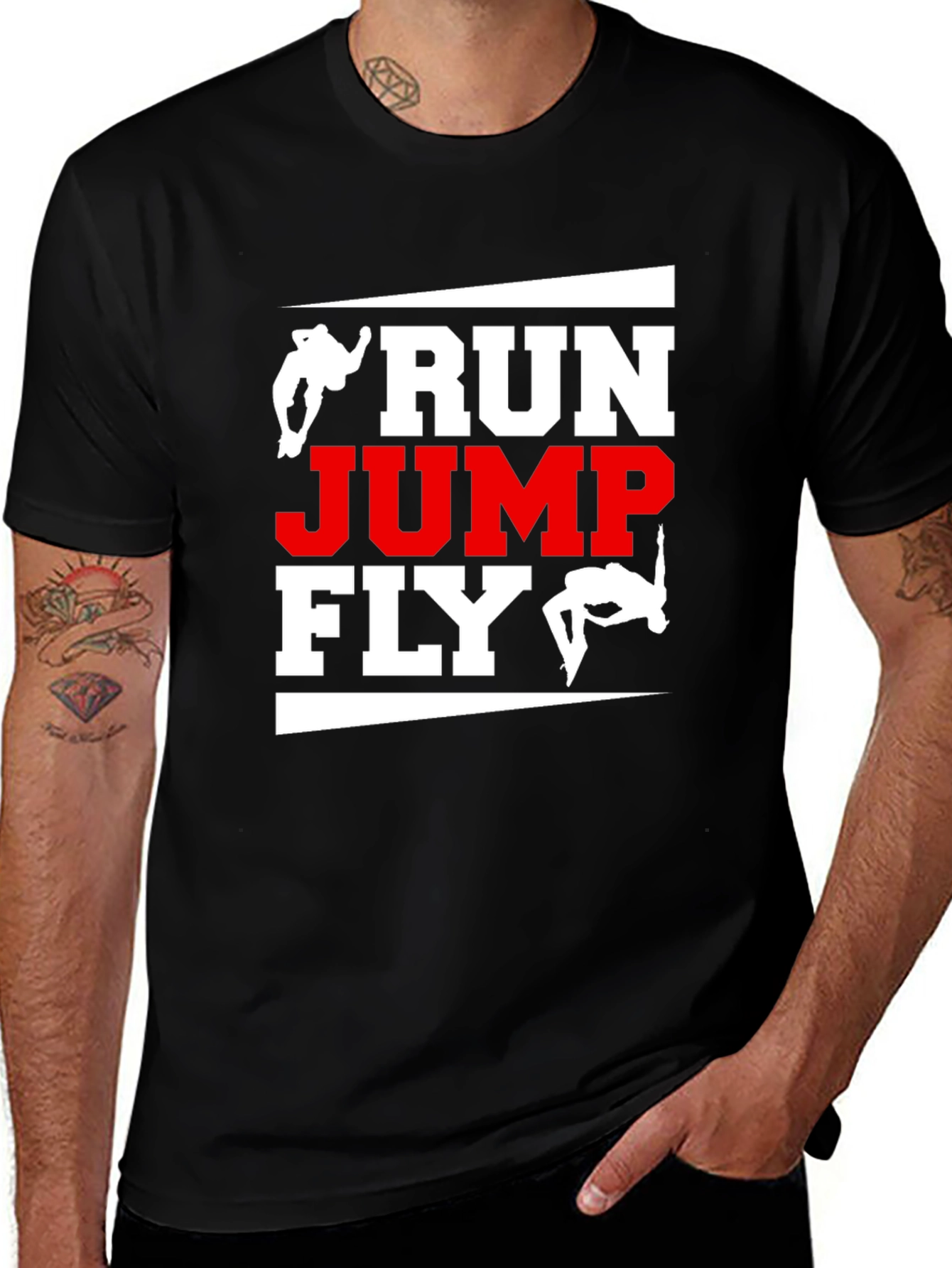 Variant 14 of Run Jump Fly Graphic Tee - Black T-Shirt